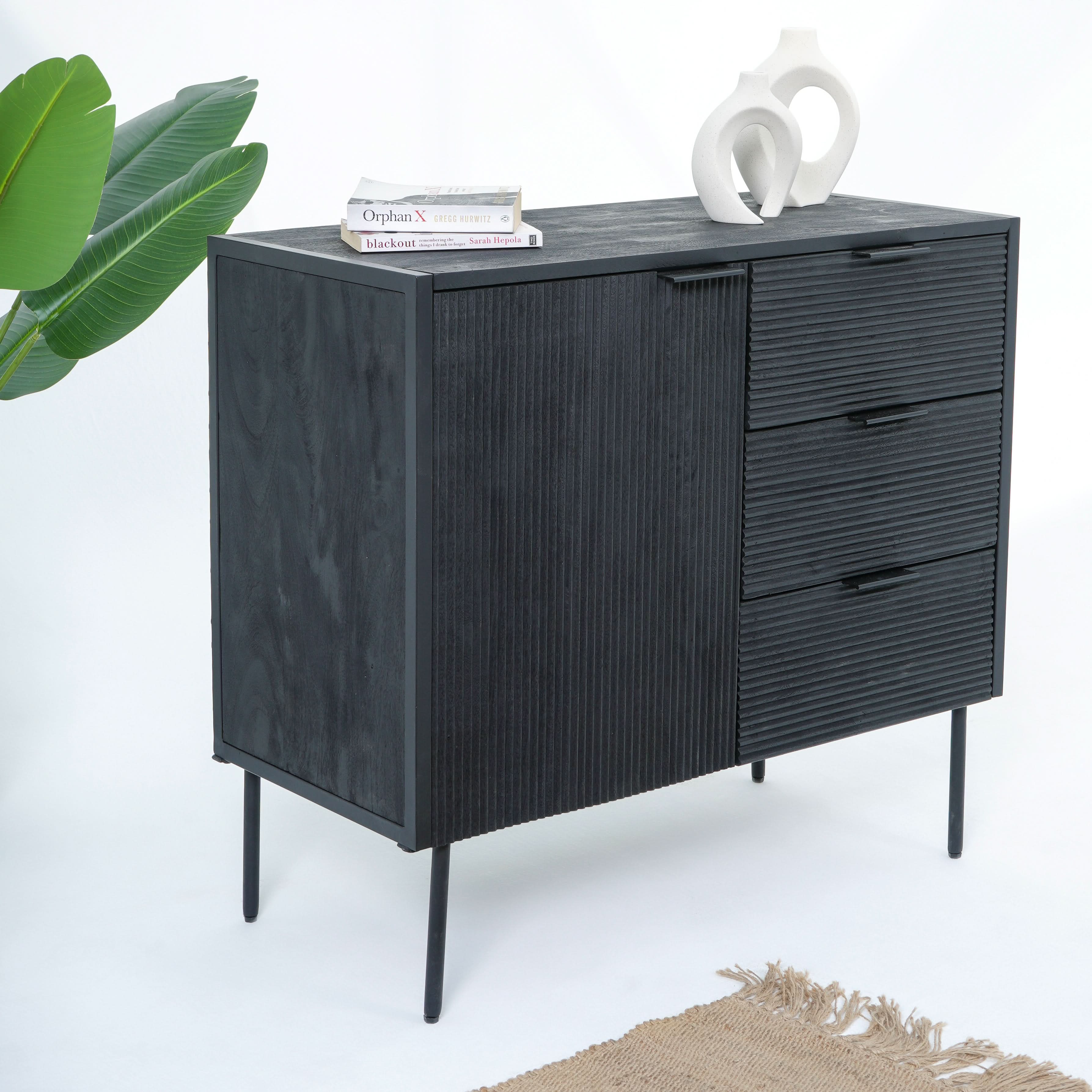 LINWOOD IRON THREE DRAWER ONE DOOR SIDEBOARD - Art and craft furniture