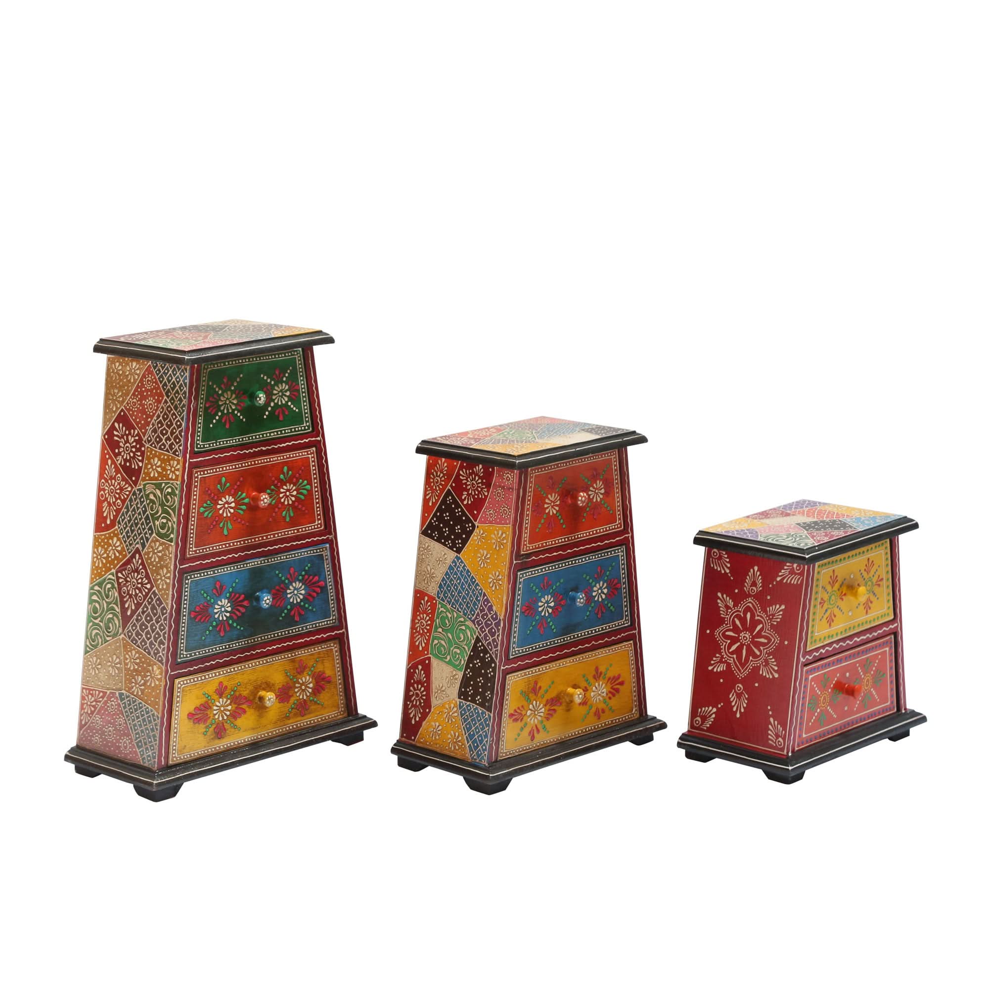 WOODEN PYRAMID SET OF THREE CHEST - Art and craft furniture