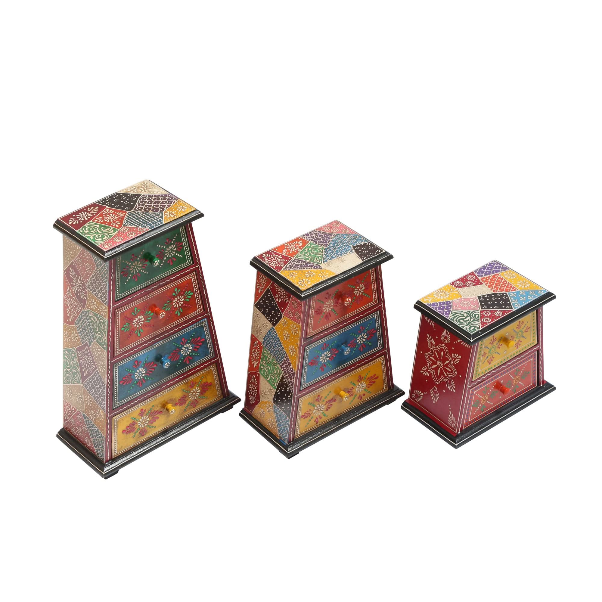 WOODEN PYRAMID SET OF THREE CHEST - Art and craft furniture