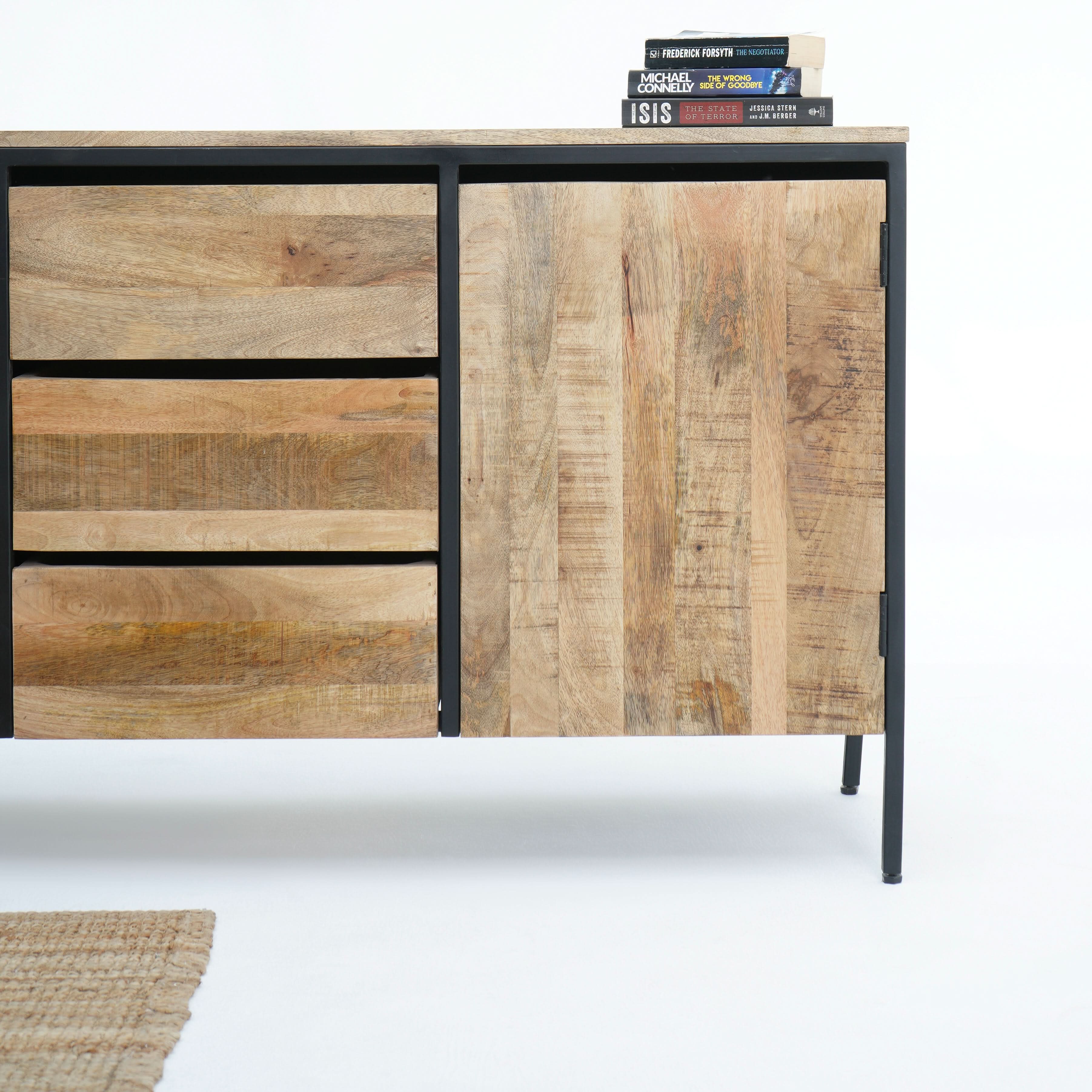 STEELWOOD THREE DRAWER TWO DOOR SIDEBOARD - Art and craft furniture