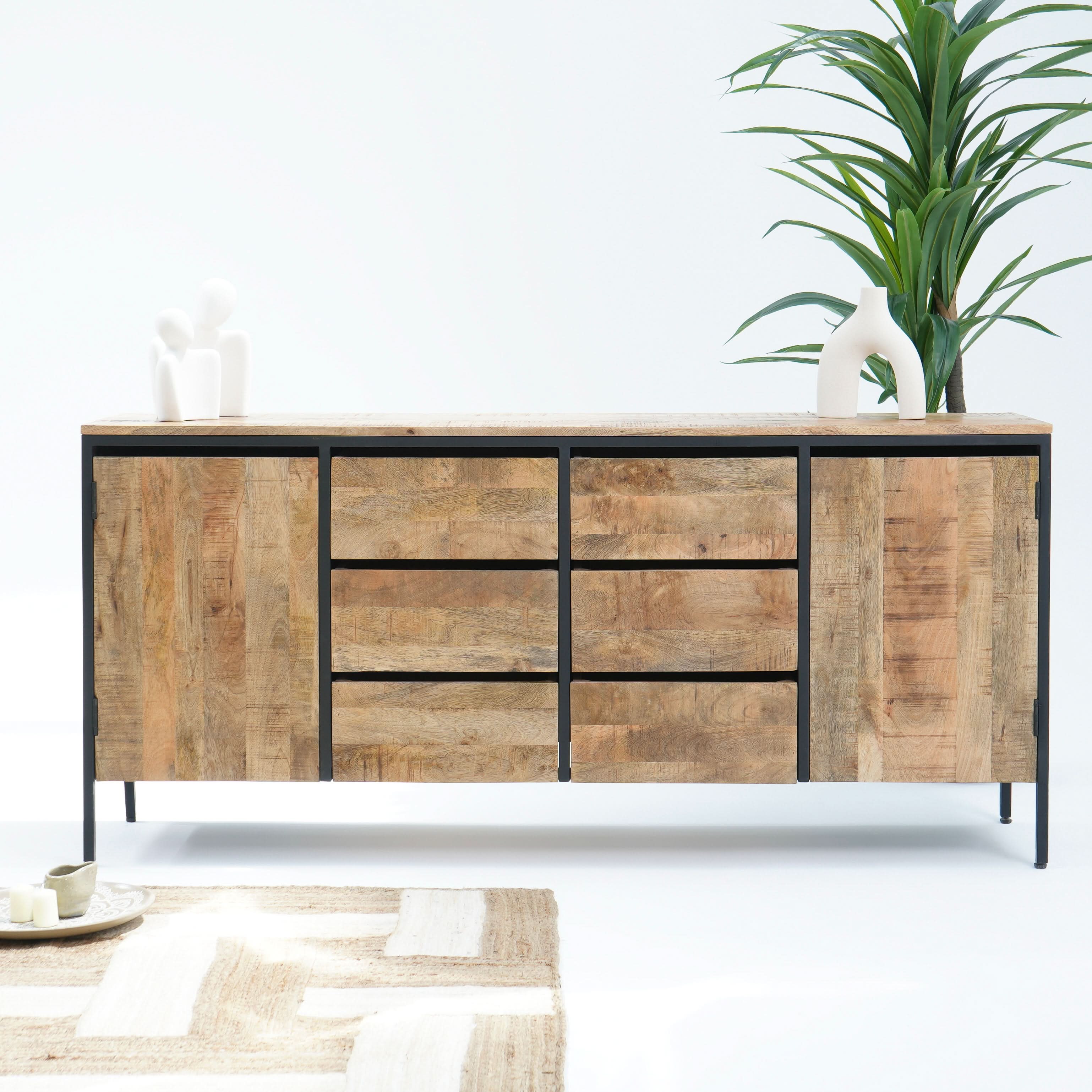 STEELWOOD SIX DRAWERS TWO DOOR INDUSTRIAL SIDEBOARD - Art and craft furniture