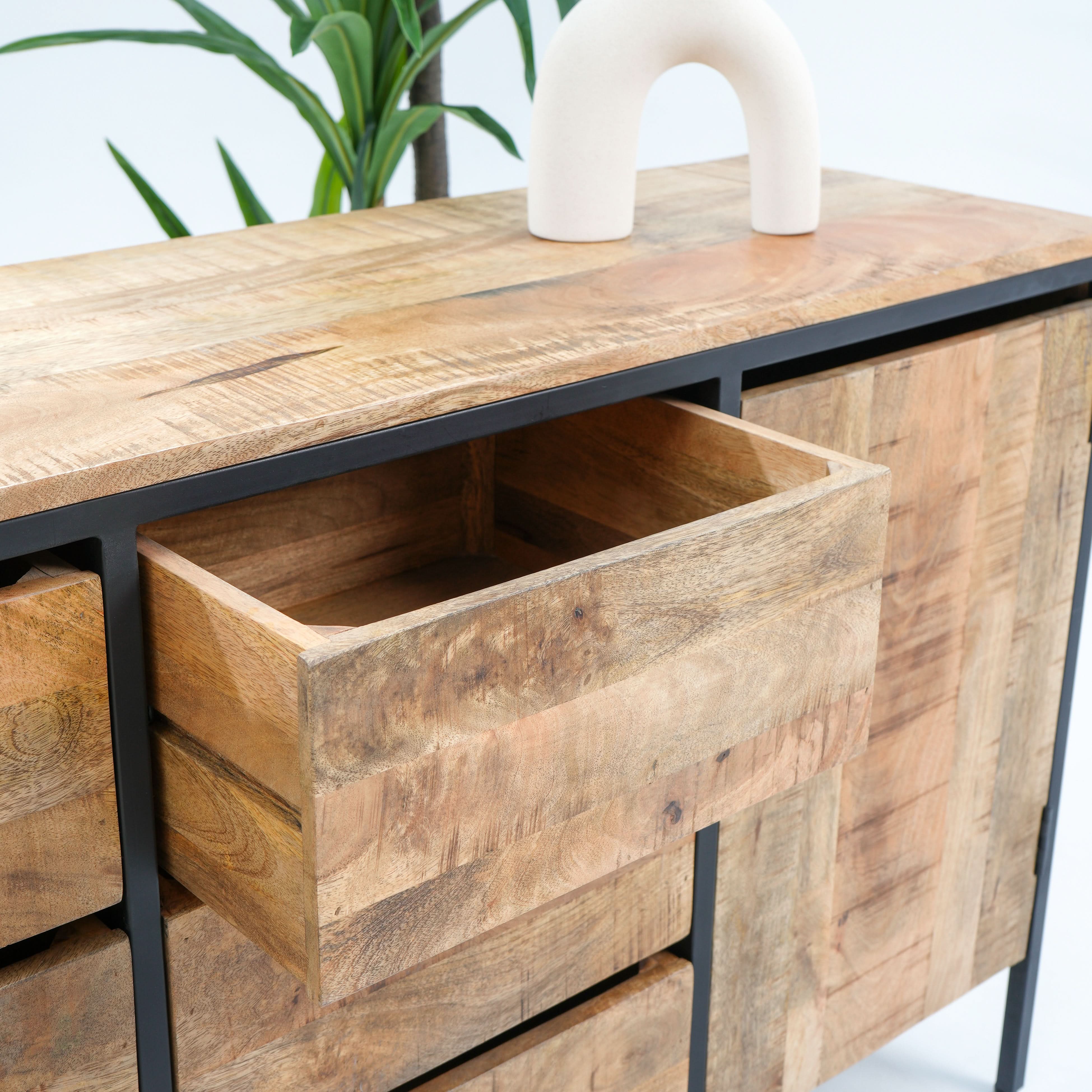 STEELWOOD SIX DRAWERS TWO DOOR INDUSTRIAL SIDEBOARD - Art and craft furniture