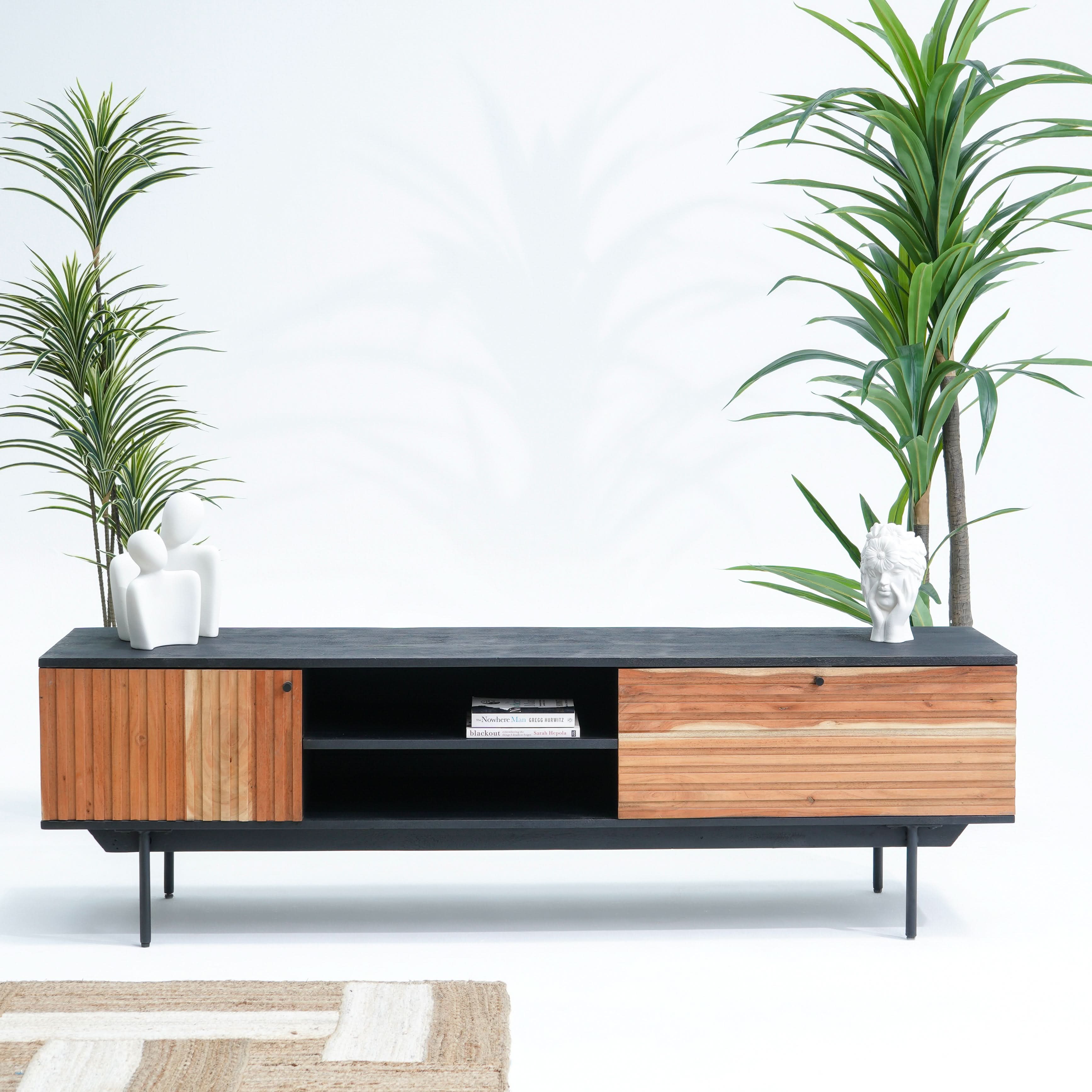 FLORENCE ACACIA TWO DRAWER ONE DOOR TV STAND - Art and craft furniture