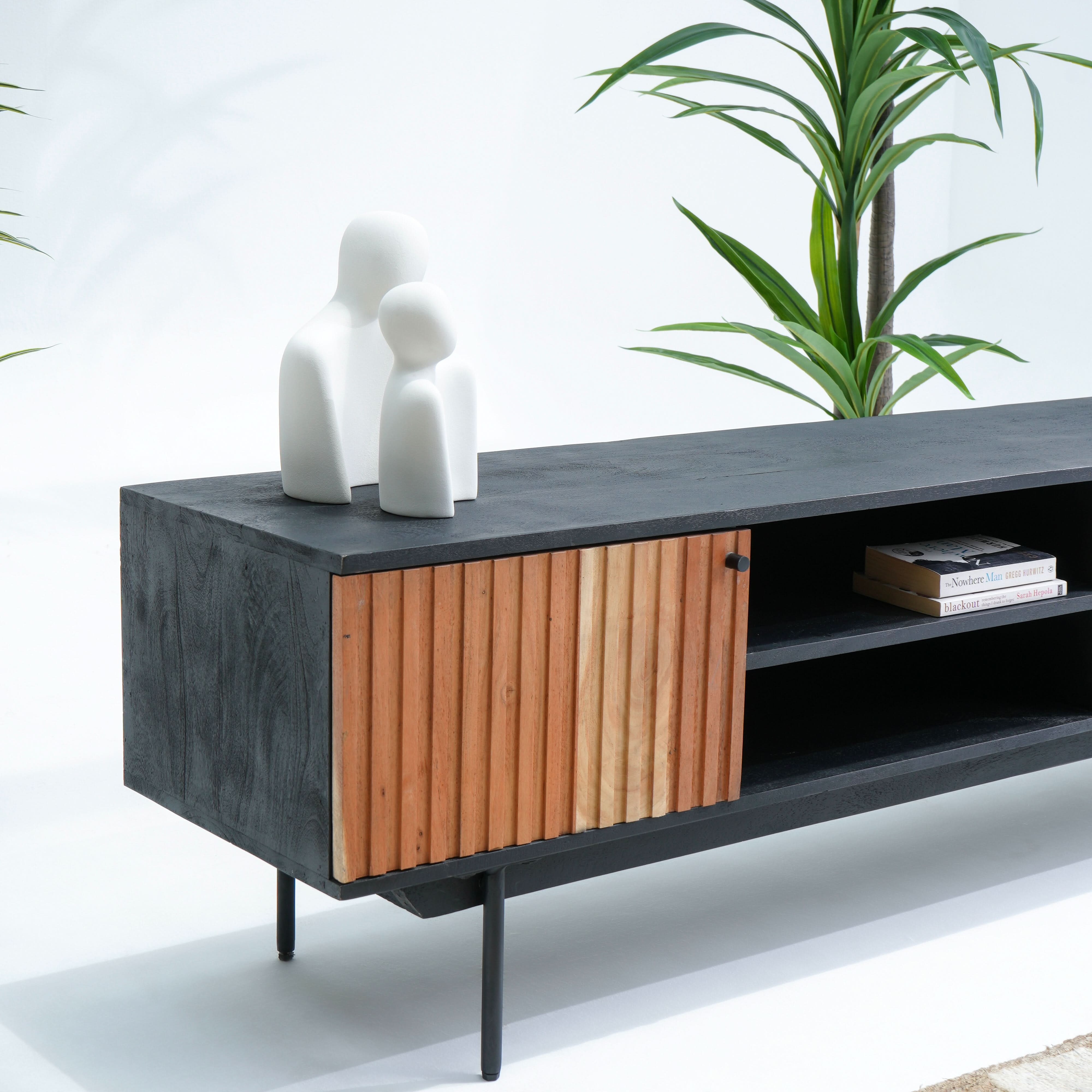 FLORENCE ACACIA TWO DRAWER ONE DOOR TV STAND - Art and craft furniture