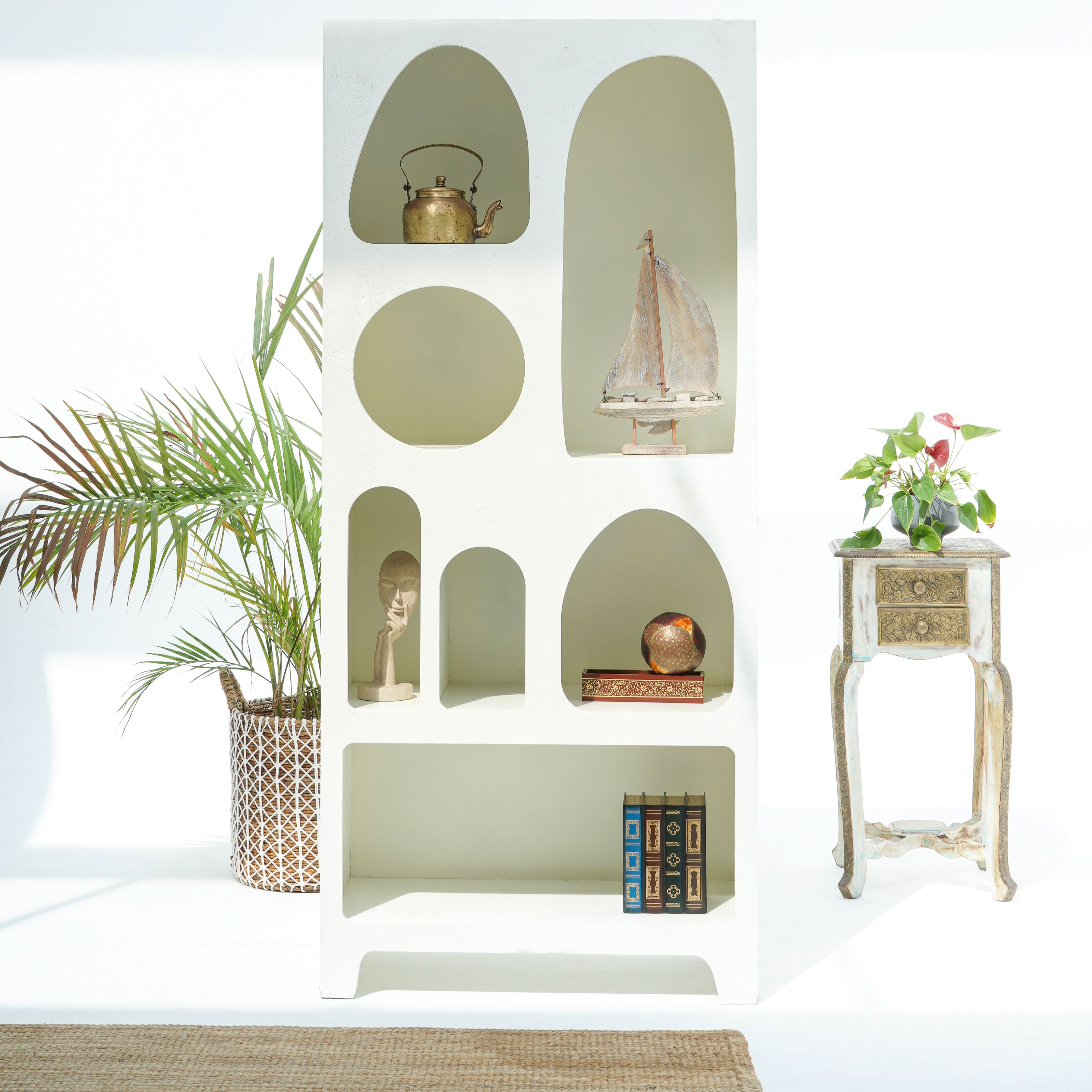 ARCH WHITE OPEN BOOKSHELF - Art and craft furniture