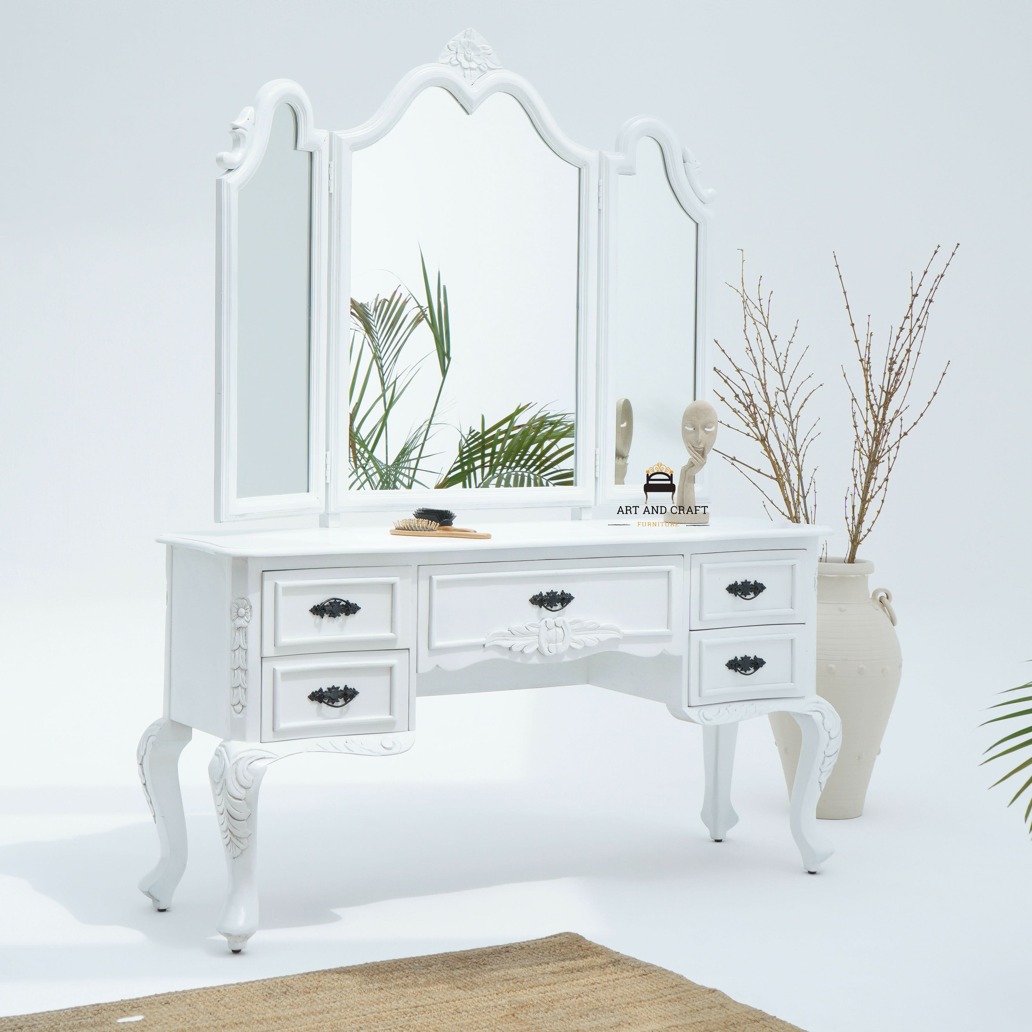 VIENNA WHITE WOODEN DRESSING TABLE - Art and craft furniture