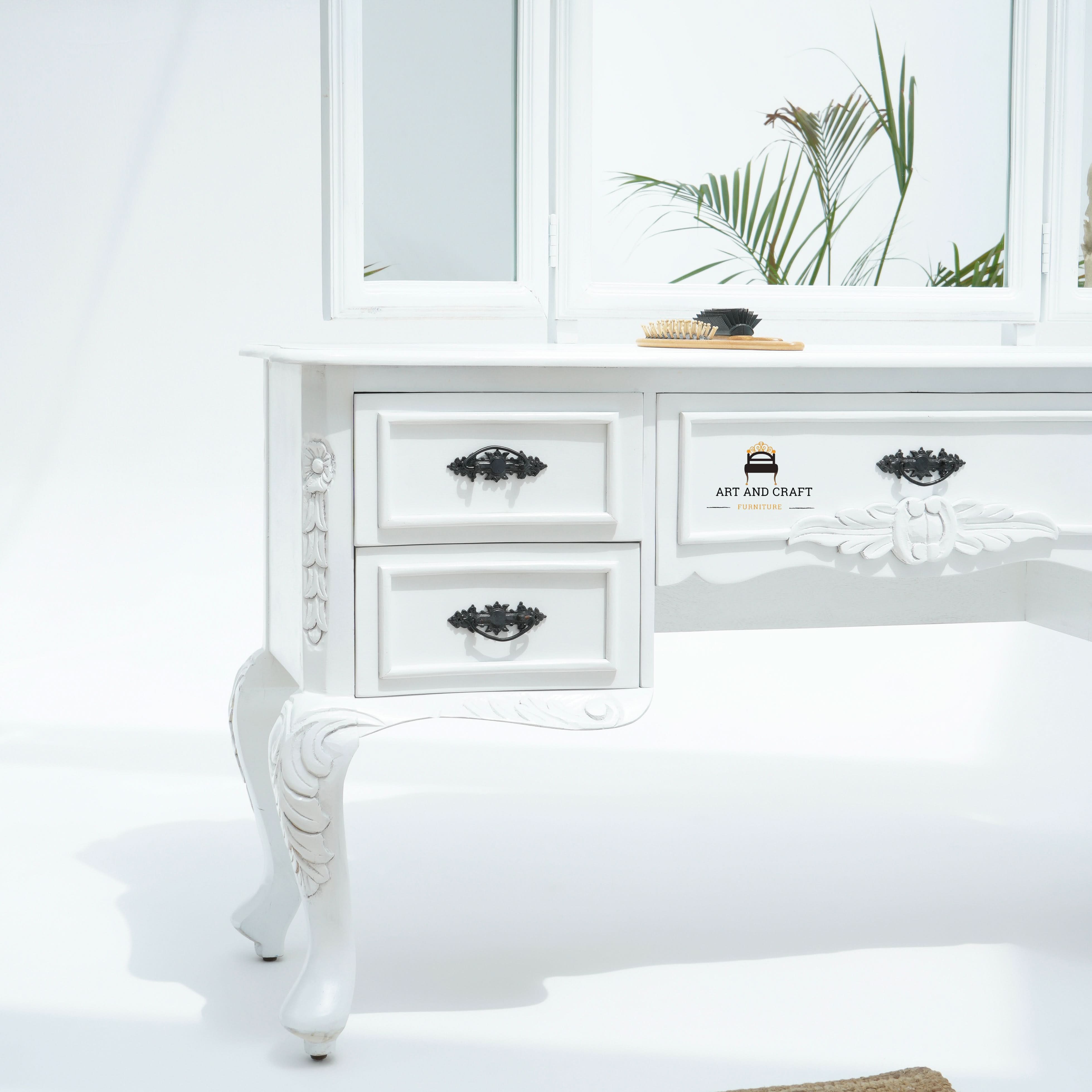 VIENNA WHITE WOODEN DRESSING TABLE - Art and craft furniture