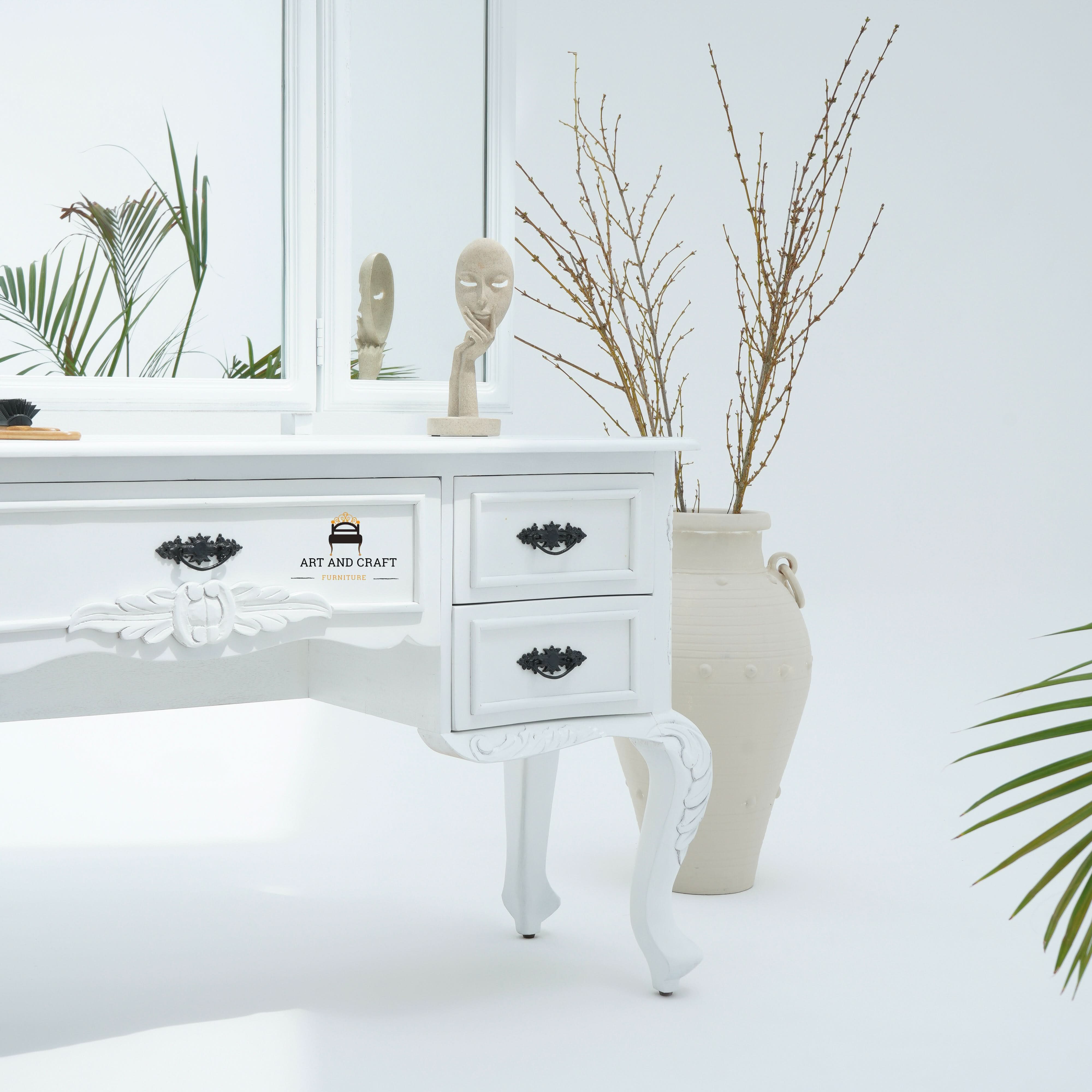 VIENNA WHITE WOODEN DRESSING TABLE - Art and craft furniture