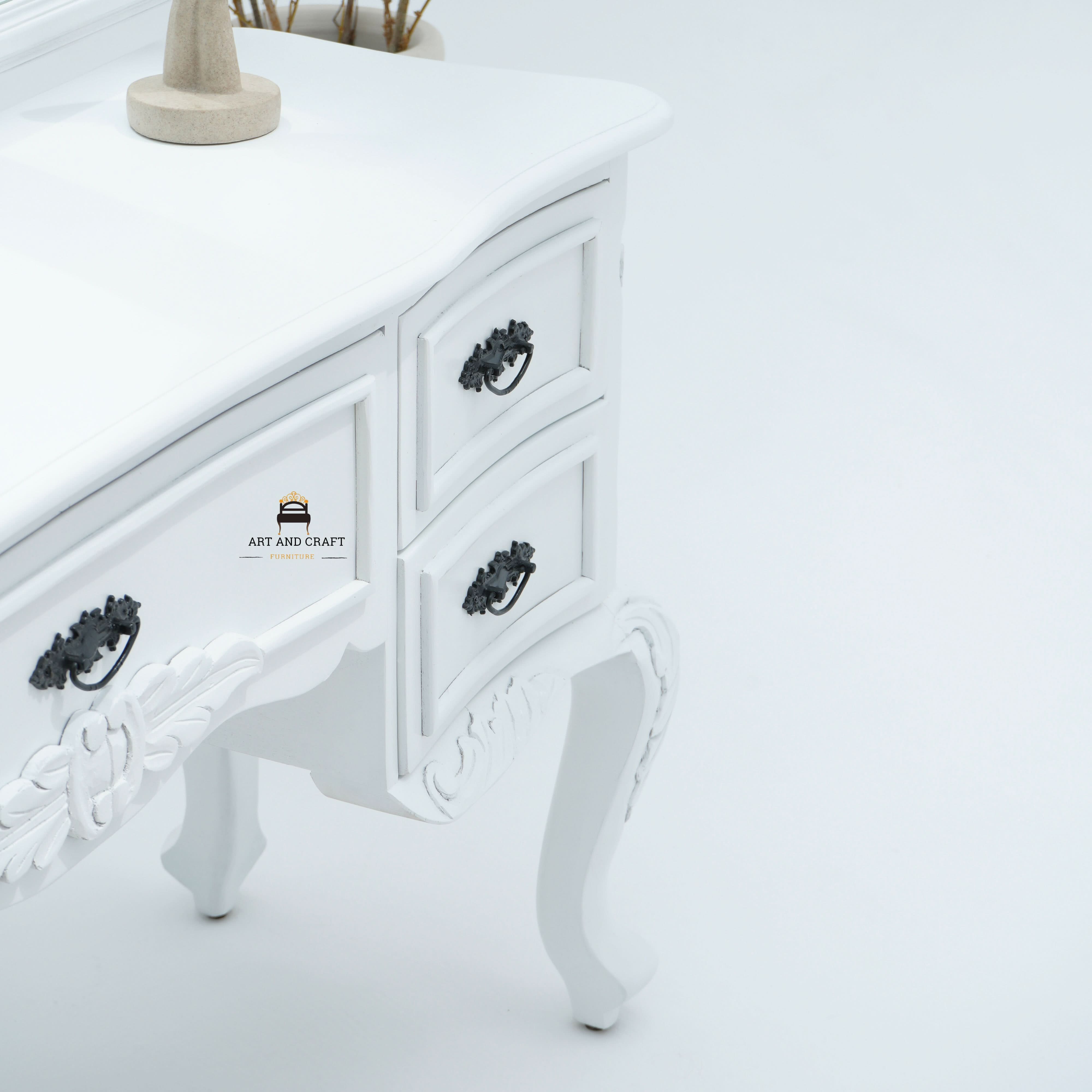 VIENNA WHITE WOODEN DRESSING TABLE - Art and craft furniture