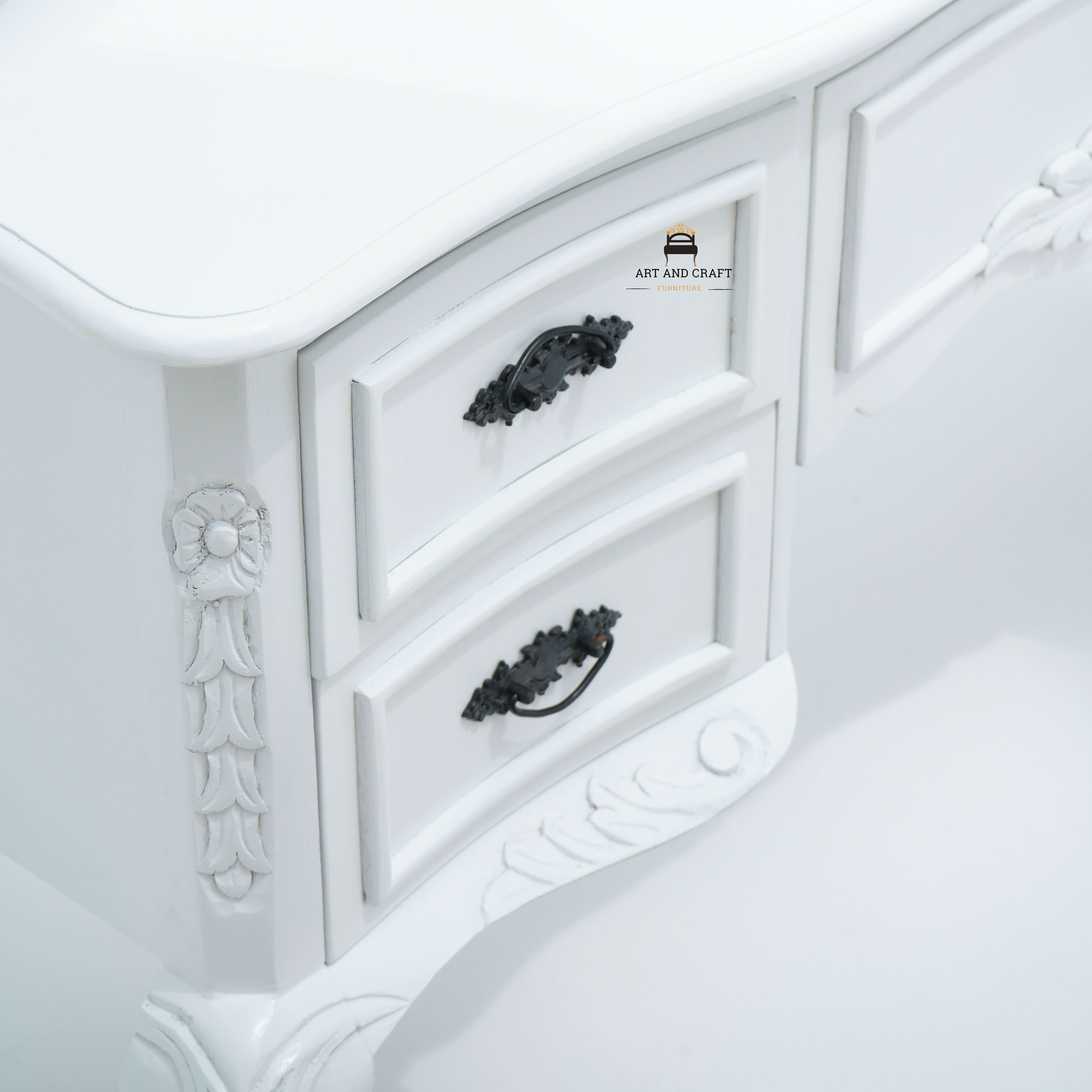 VIENNA WHITE WOODEN DRESSING TABLE - Art and craft furniture
