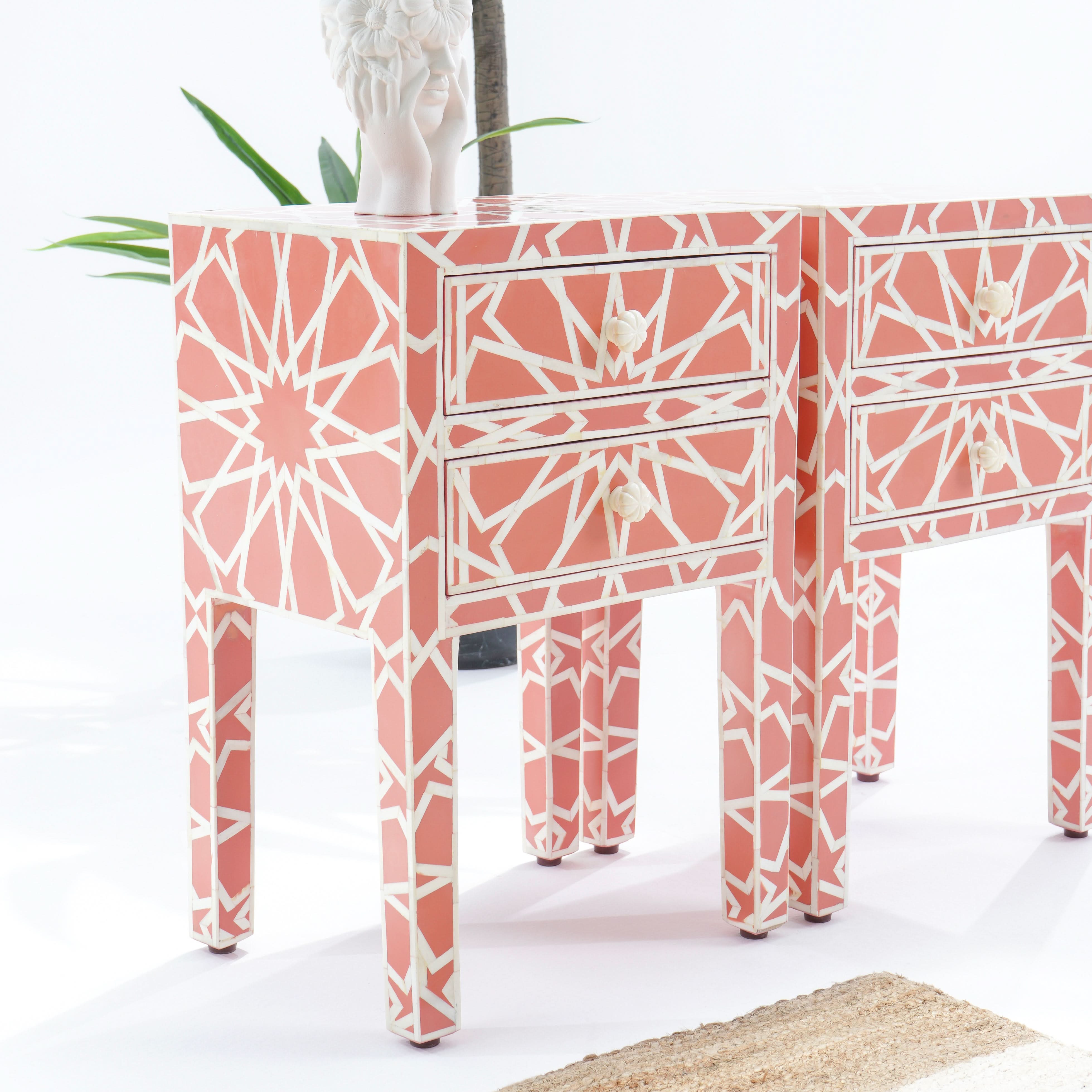 CRAFTLINE-RED INLAY BESIDE TABLE - Art and craft furniture