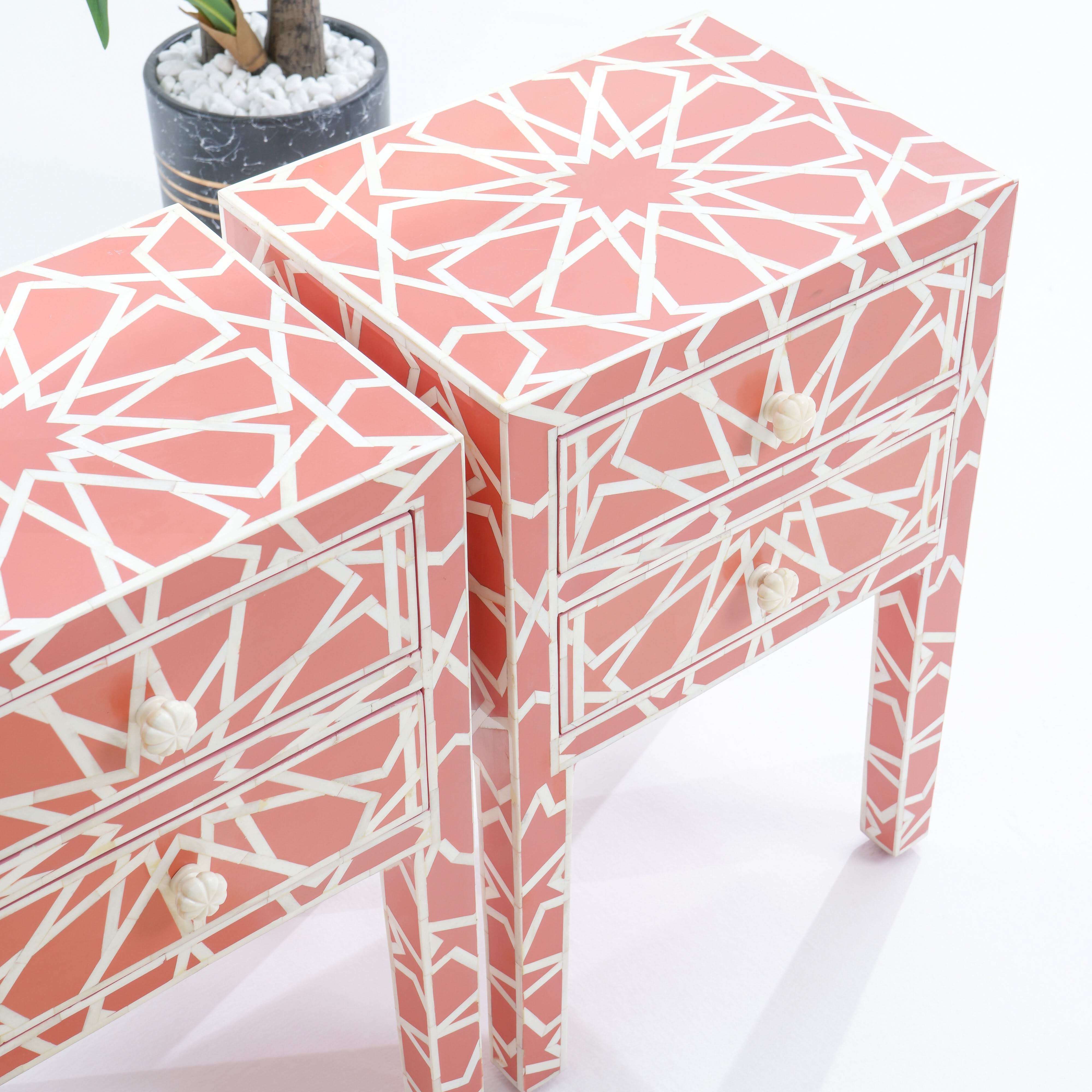 CRAFTLINE-RED INLAY BESIDE TABLE - Art and craft furniture