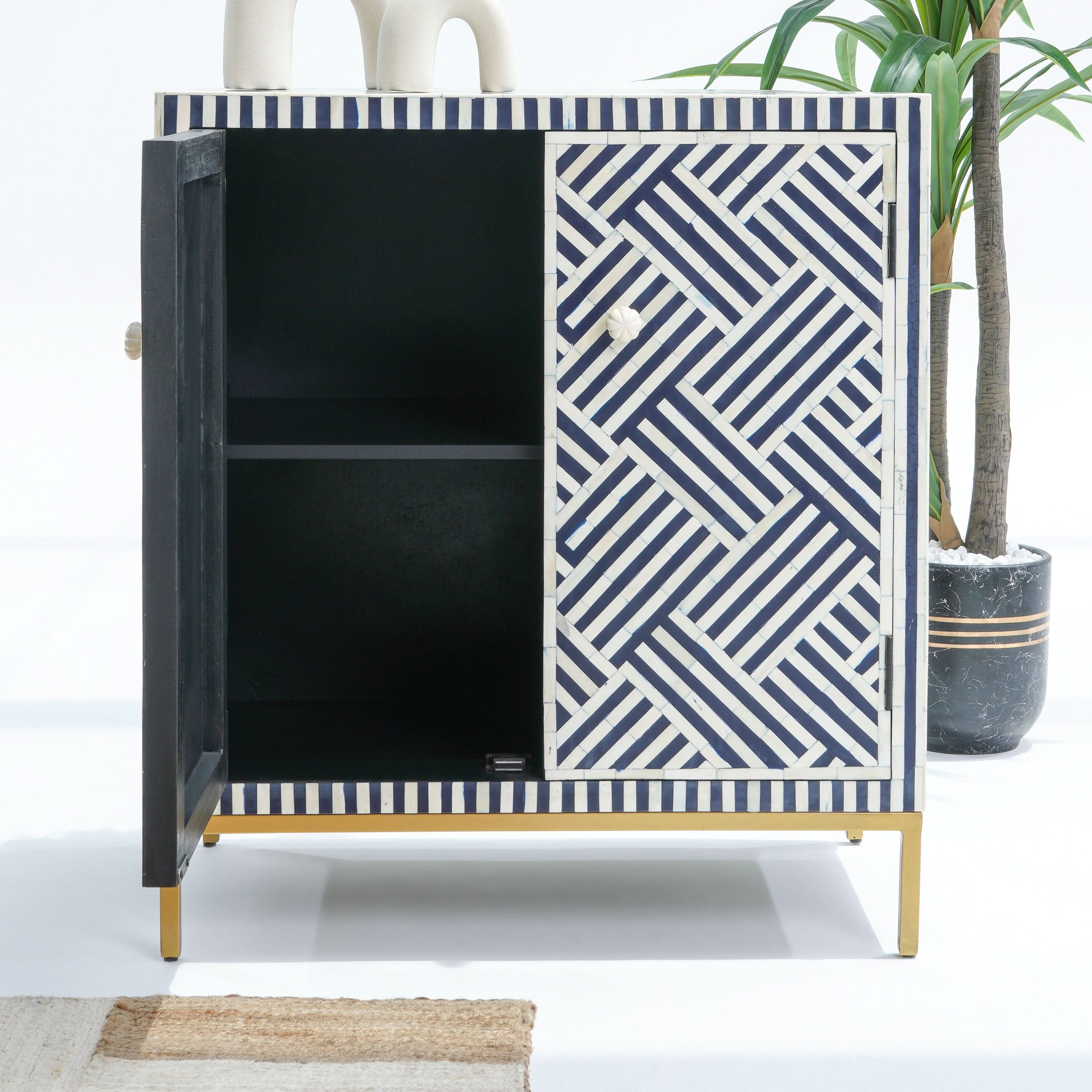 MYSTIC-BLACK INLAY TWO DOOR SIDEBOARD - Art and craft furniture