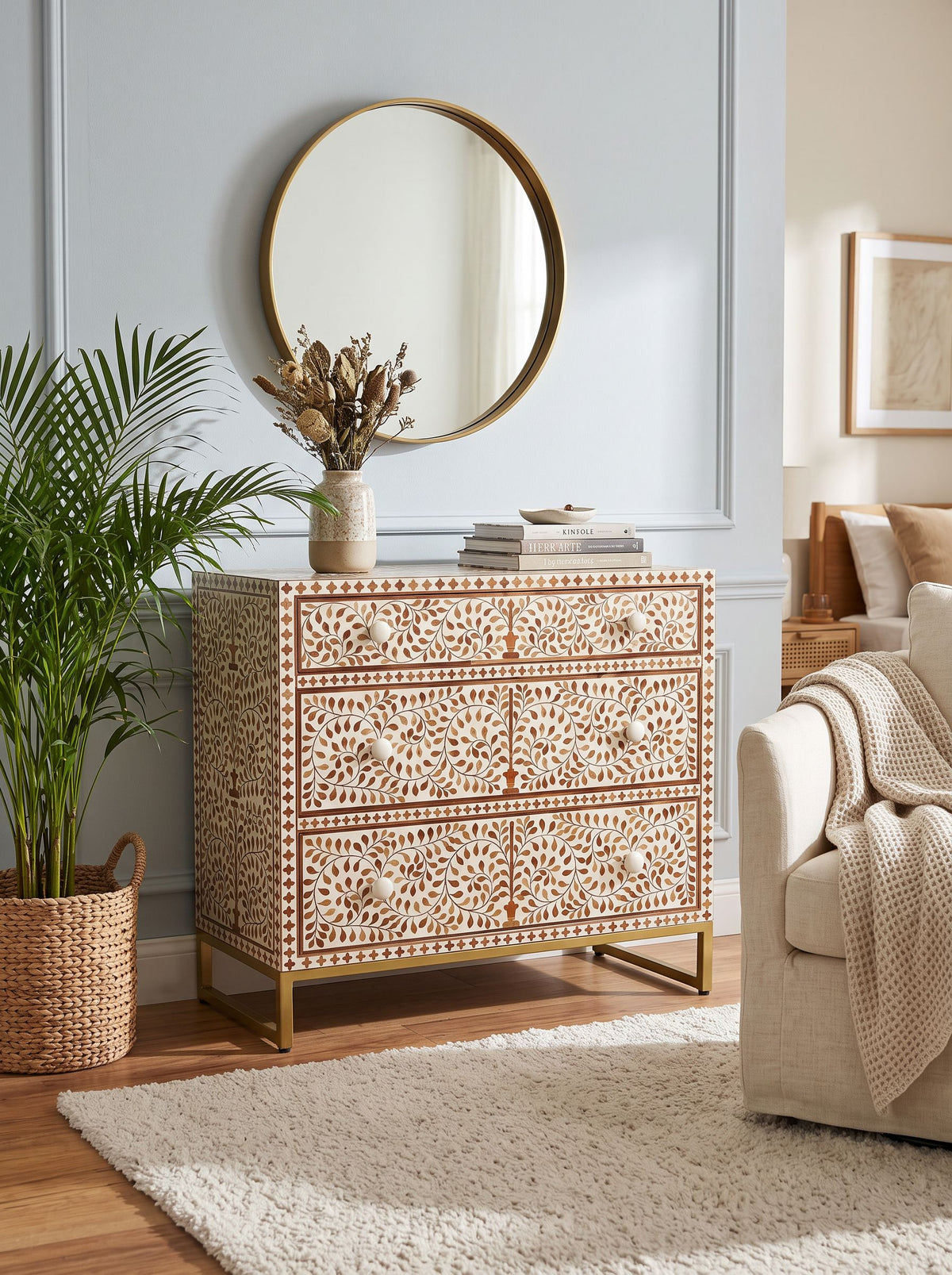 Aurelia Wooden Sagwan Bone Drawer Chest Art and craft furniture