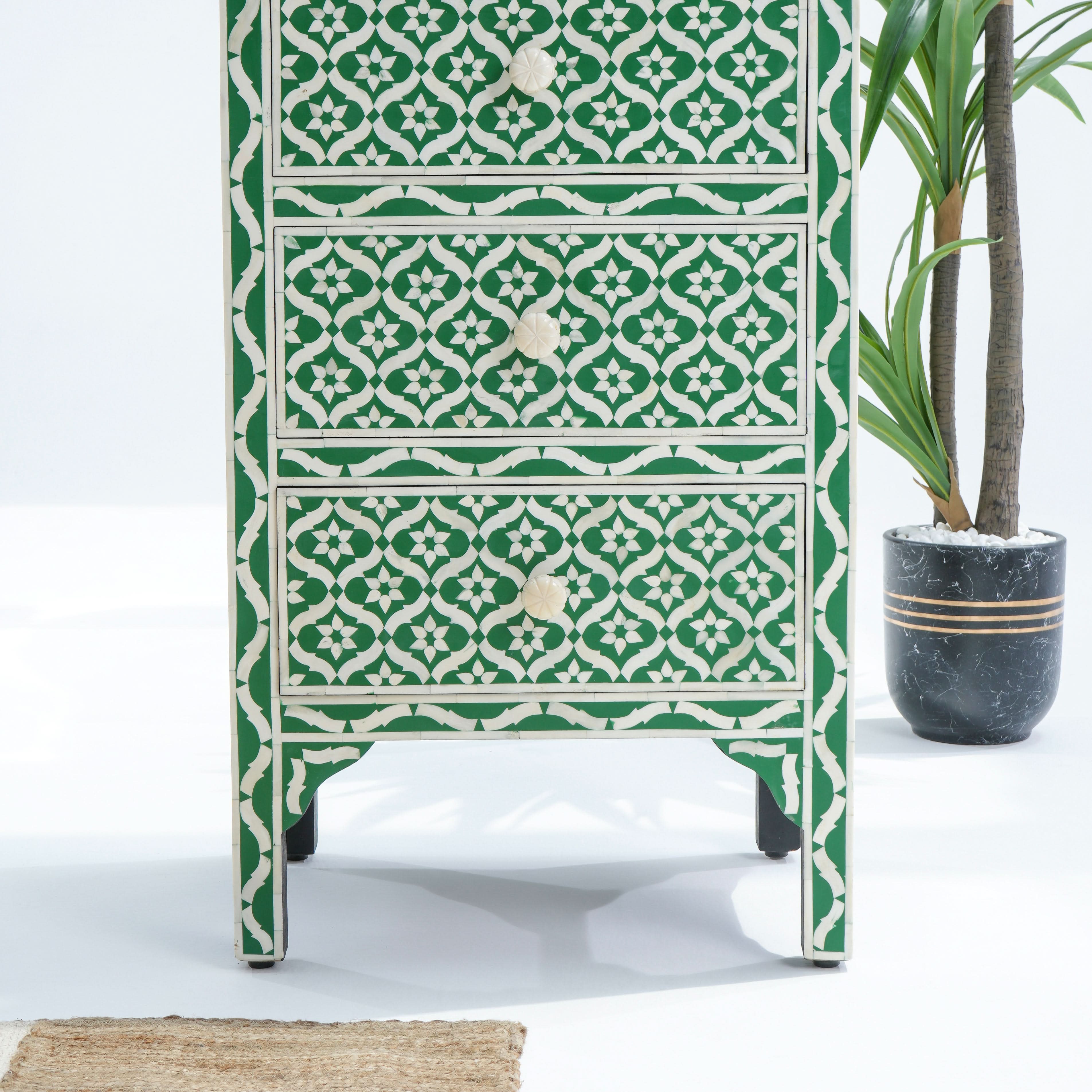CELESTE GREEN INLAY FOUR DRAWER DRAWCHEST - Art and craft furniture