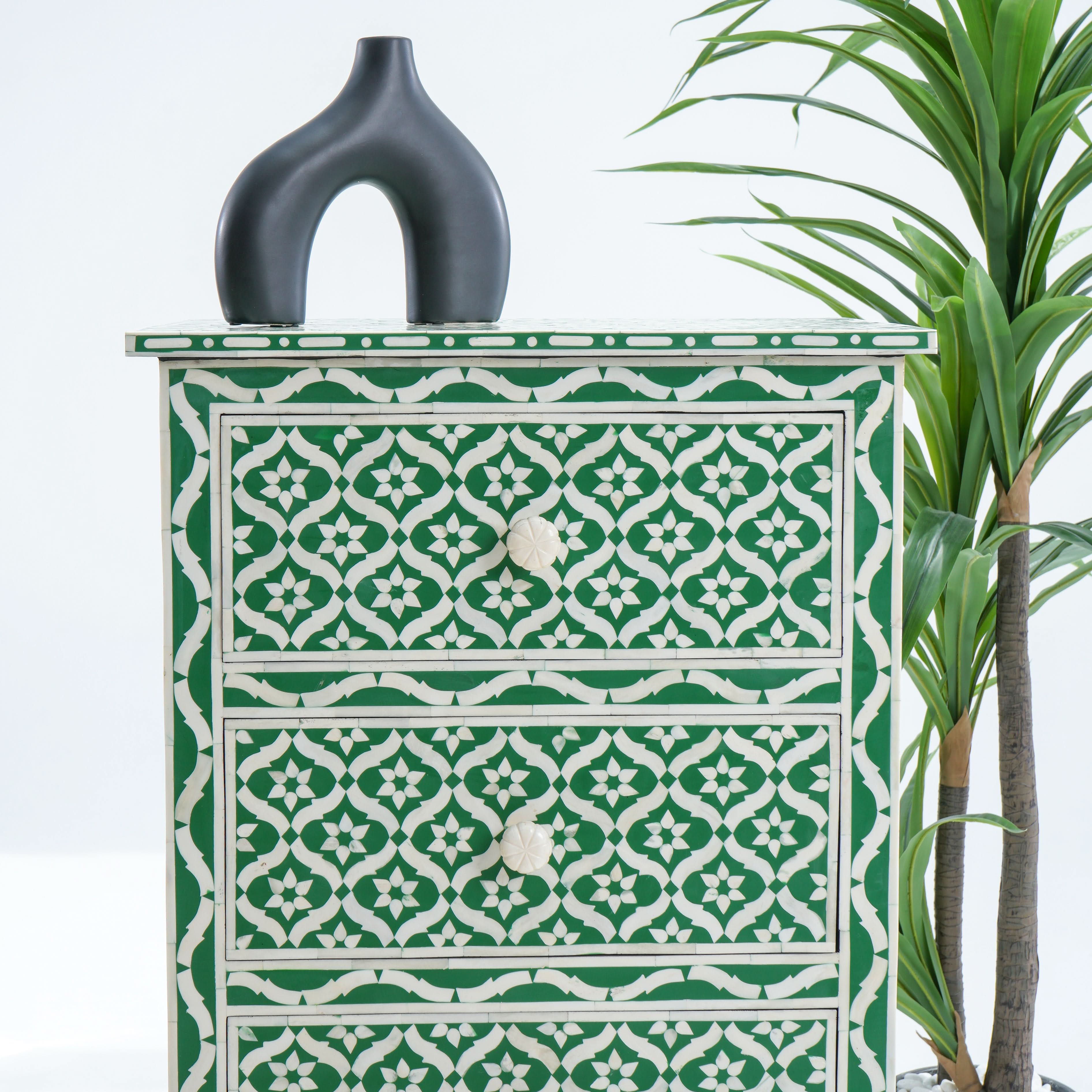 CELESTE GREEN INLAY FOUR DRAWER DRAWCHEST - Art and craft furniture