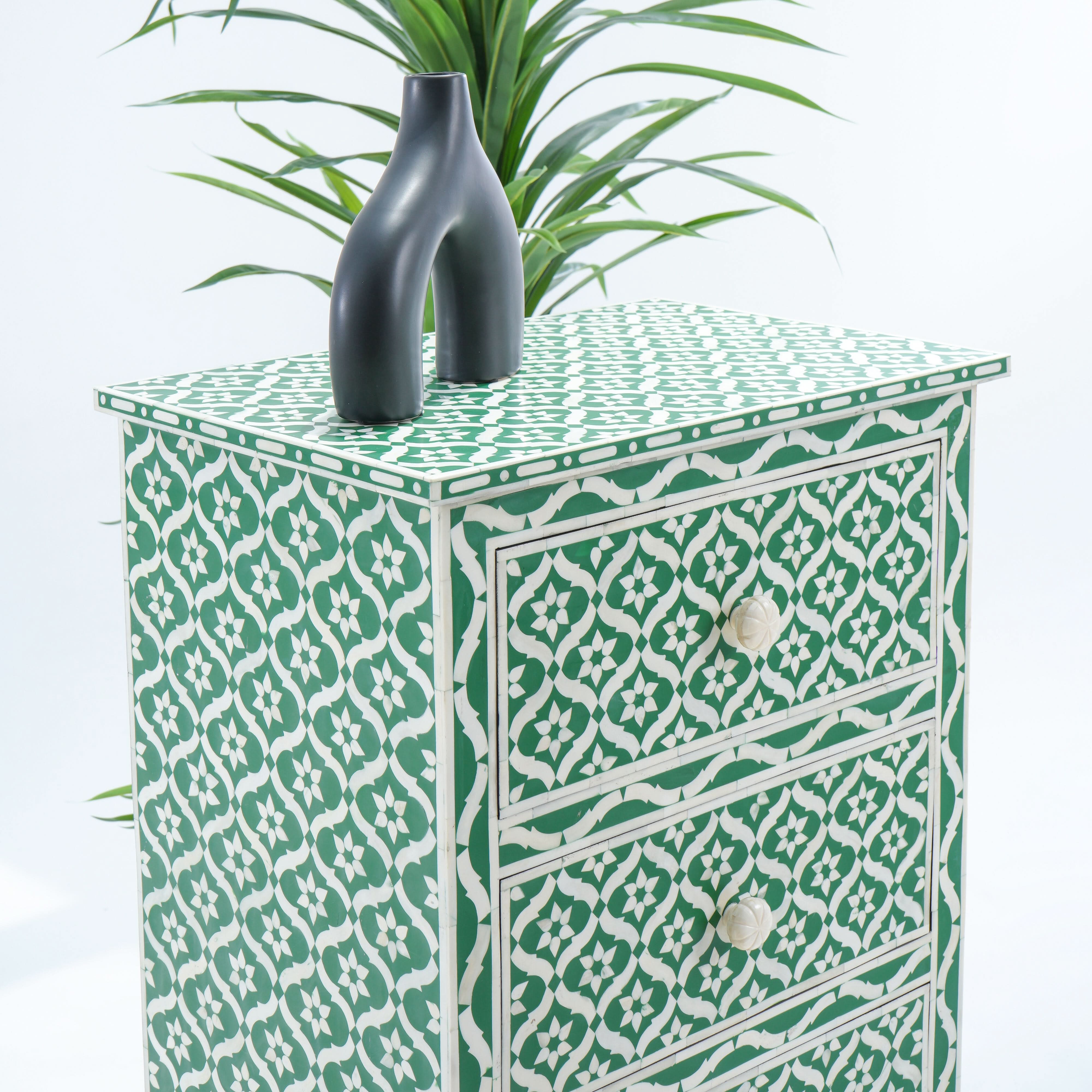 CELESTE GREEN INLAY FOUR DRAWER DRAWCHEST - Art and craft furniture