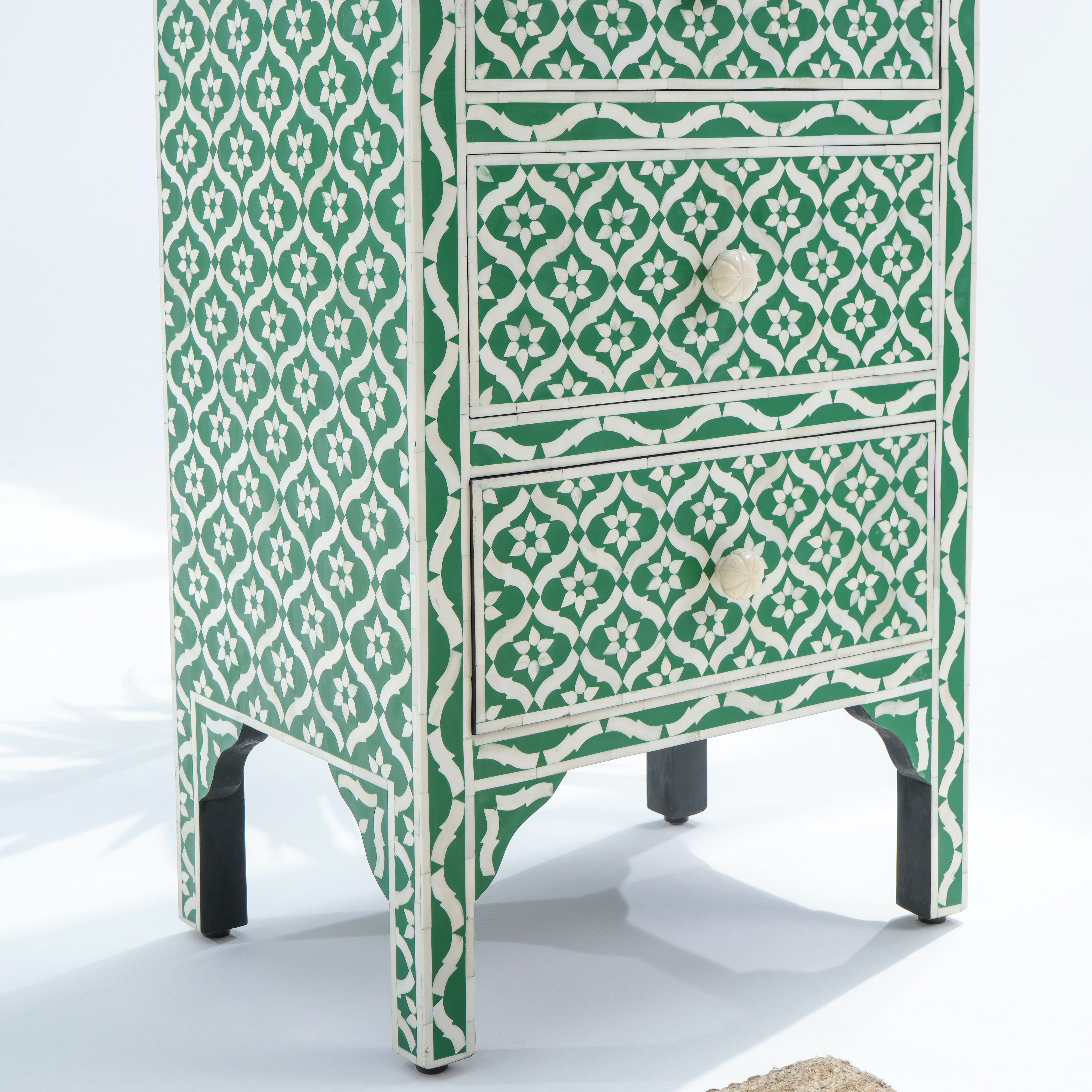 CELESTE GREEN INLAY FOUR DRAWER DRAWCHEST - Art and craft furniture
