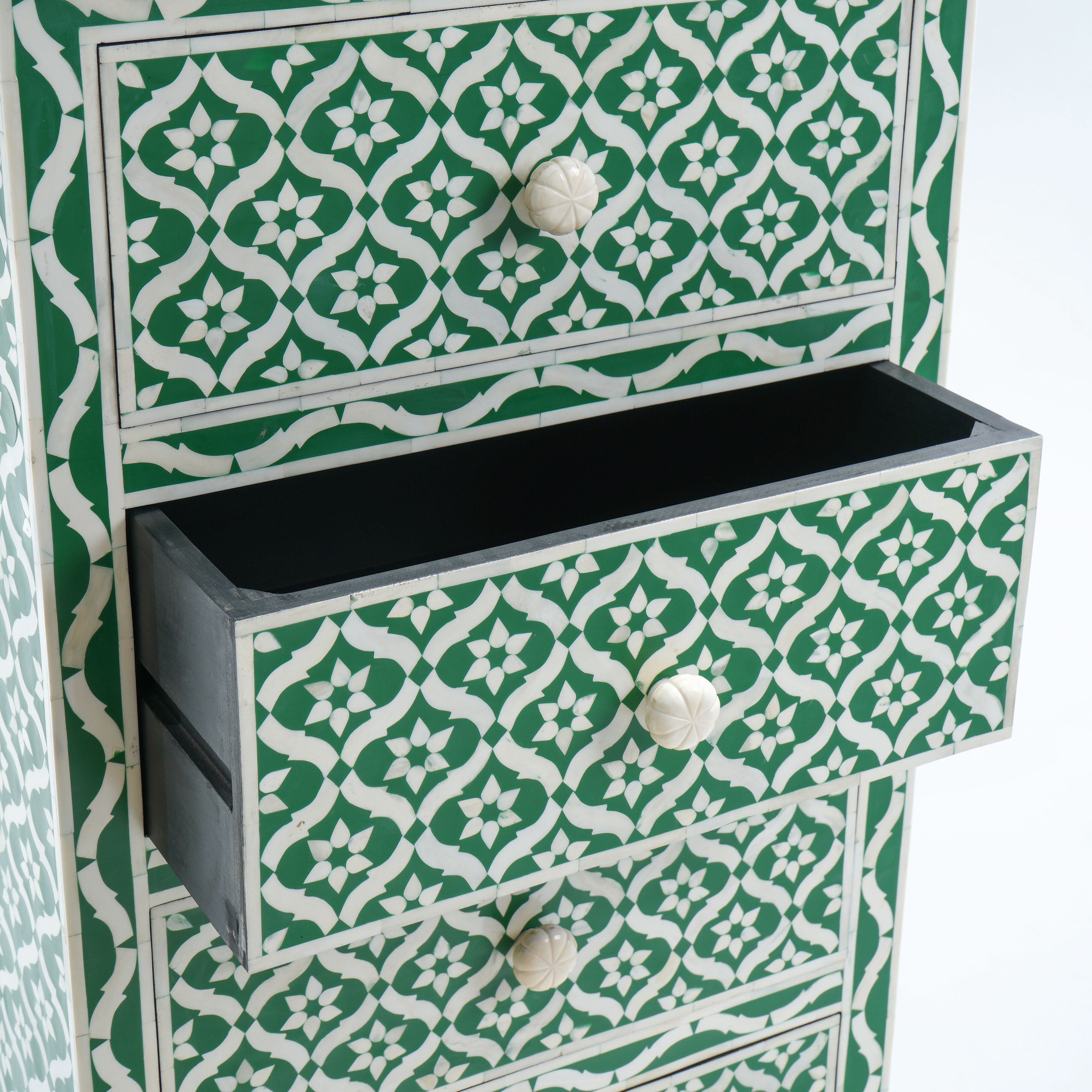 CELESTE GREEN INLAY FOUR DRAWER DRAWCHEST - Art and craft furniture