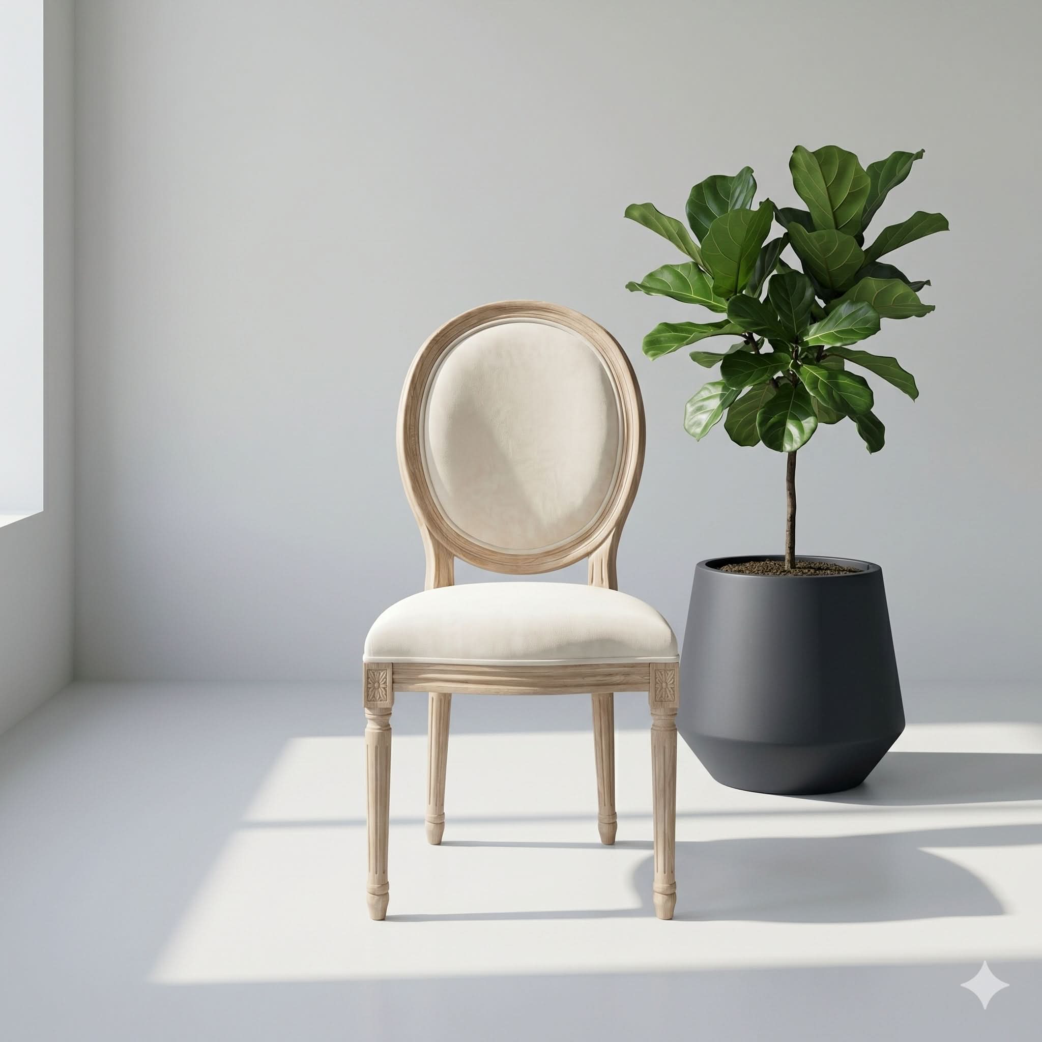 VERSAILLES WHITE FABRIC DINING CHAIR - Art and craft furniture