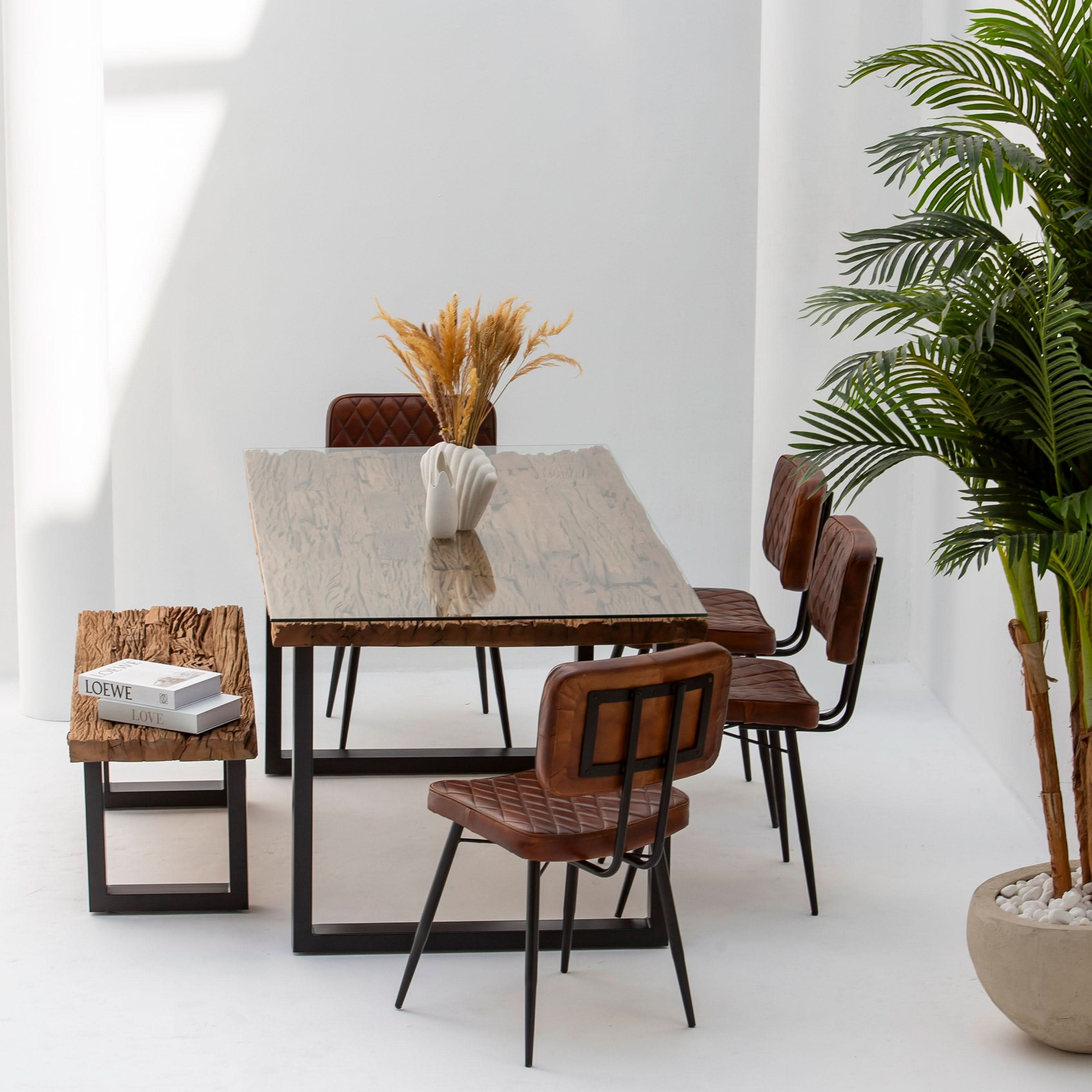 RAILWAY WOOD DINING TABLE - Art and craft furniture