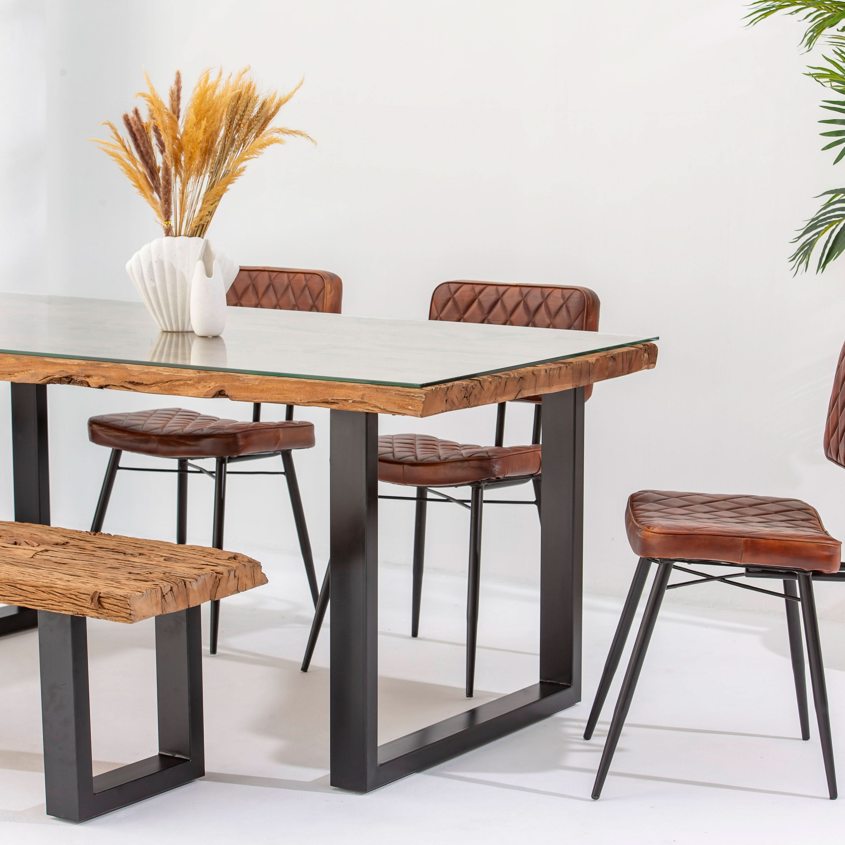 RAILWAY WOOD DINING TABLE - Art and craft furniture