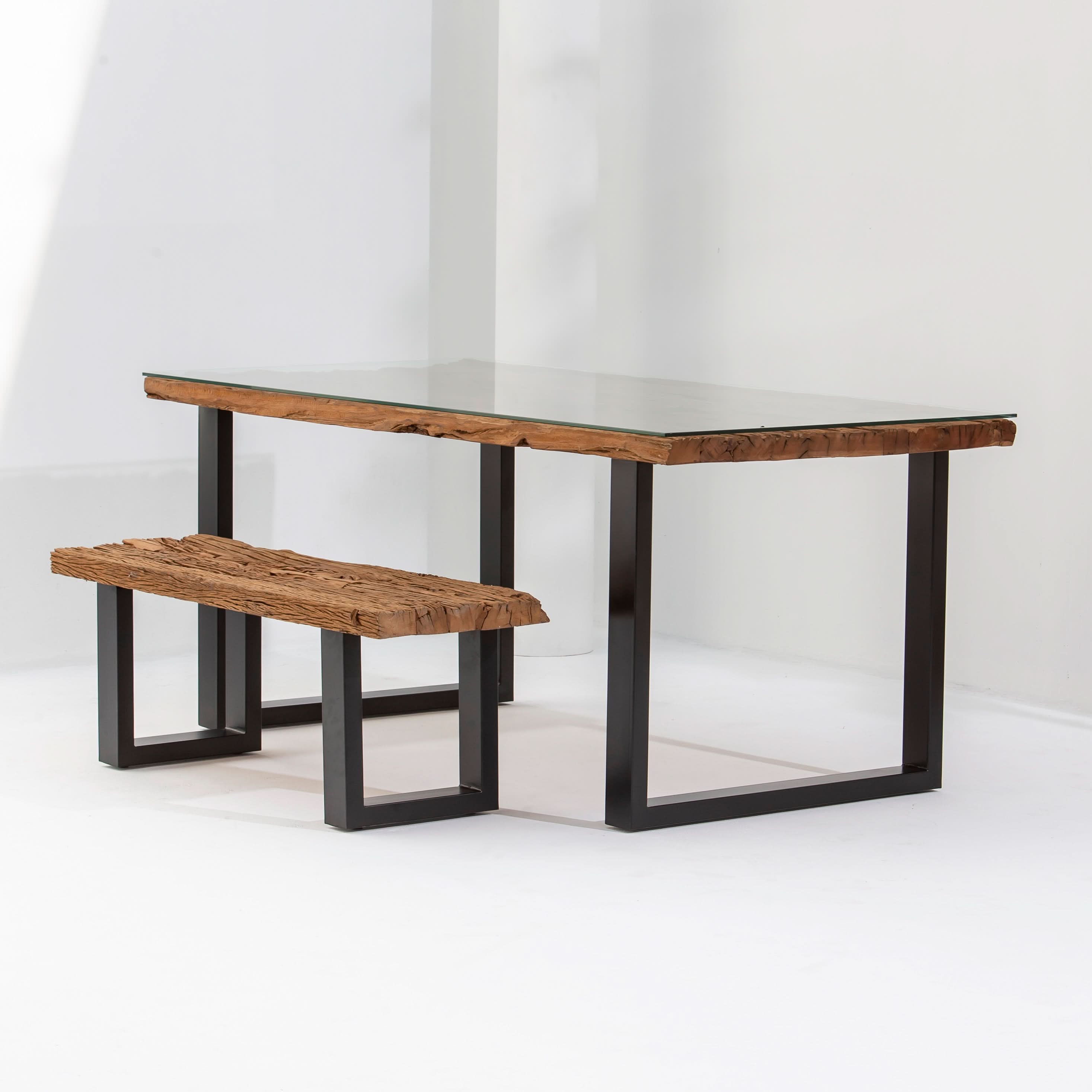 RAILWAY WOOD DINING TABLE - Art and craft furniture