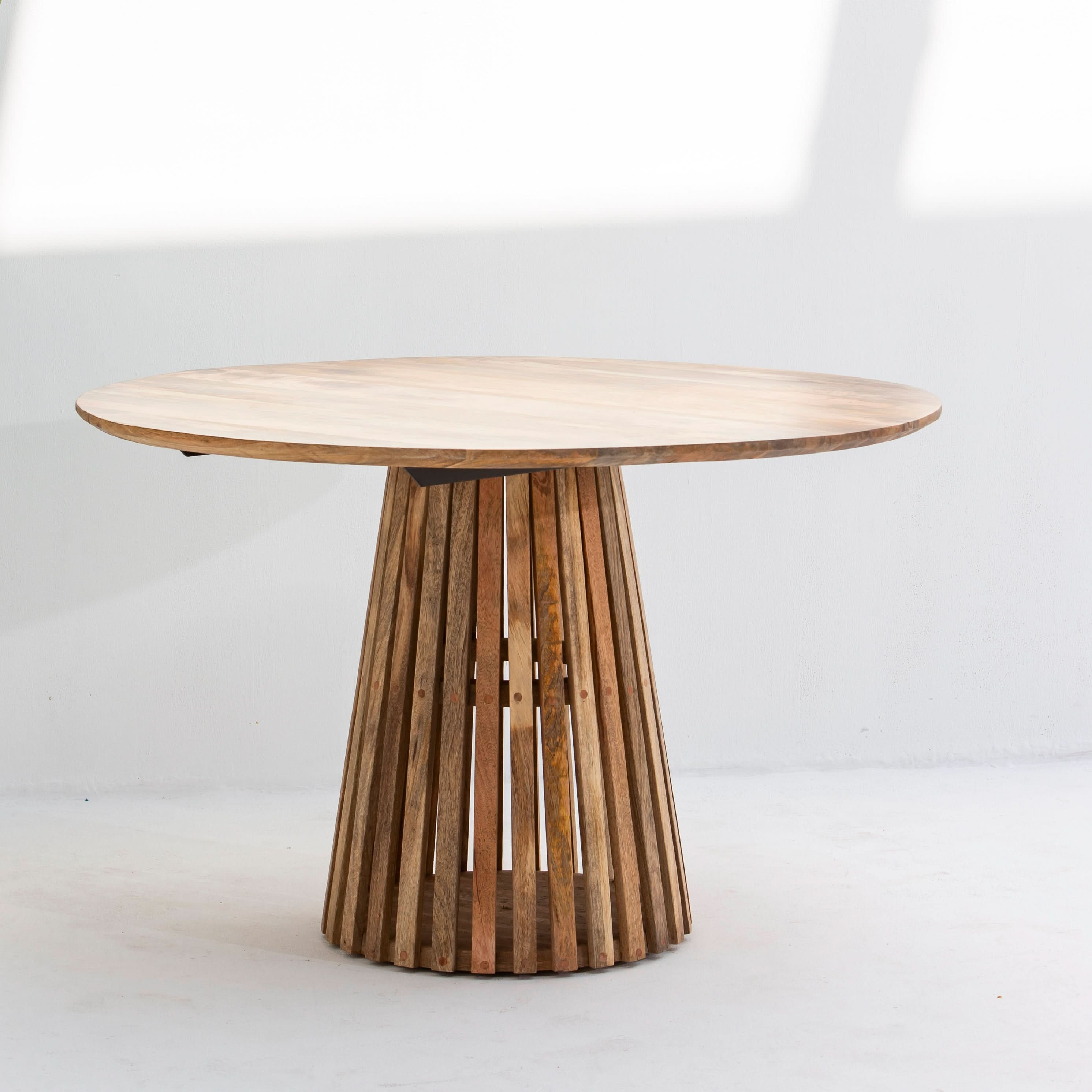 AUREVO WOODEN ROUND DINING TABLE - Art and craft furniture