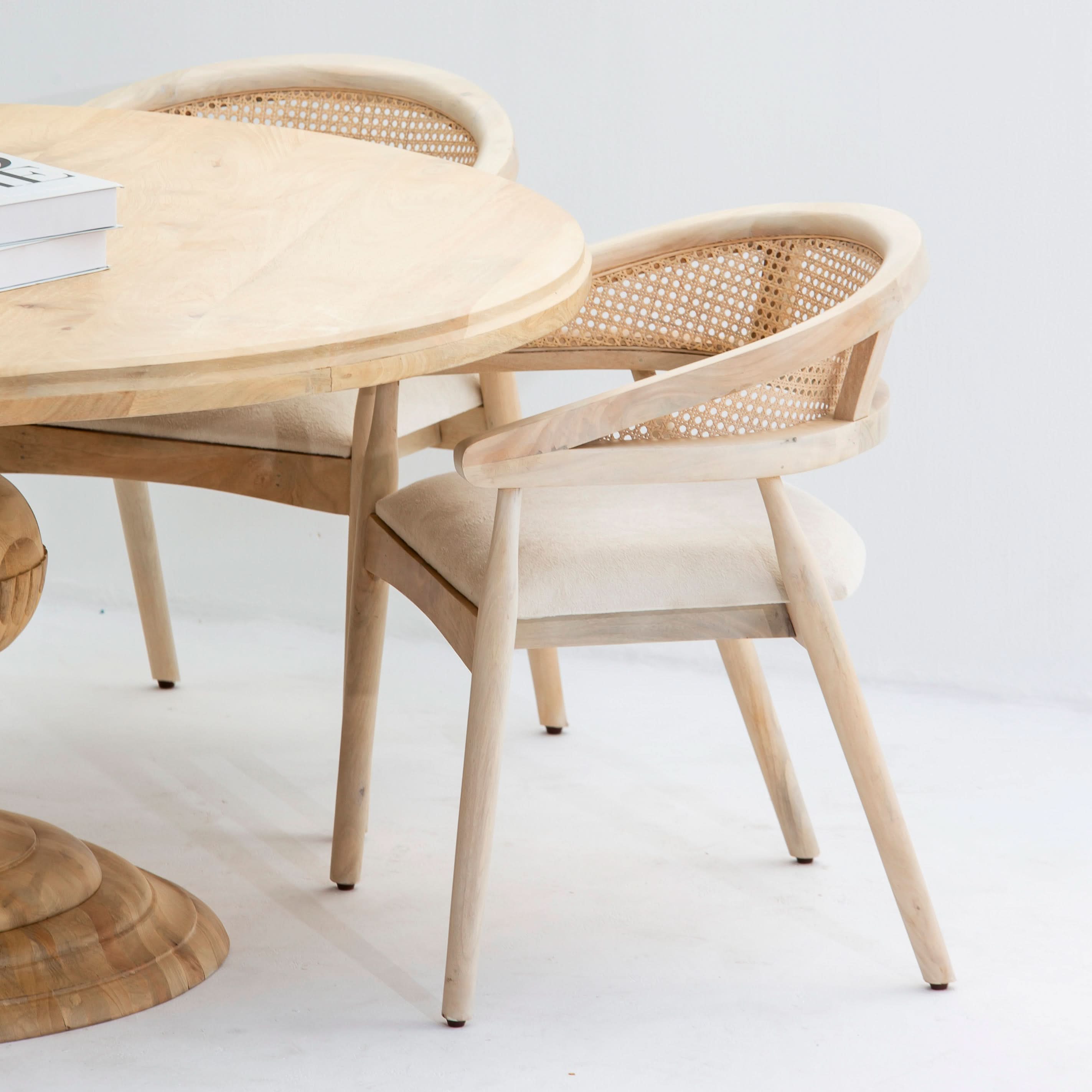 AUREVO WOODEN ROUND DINING TABLE - Art and craft furniture