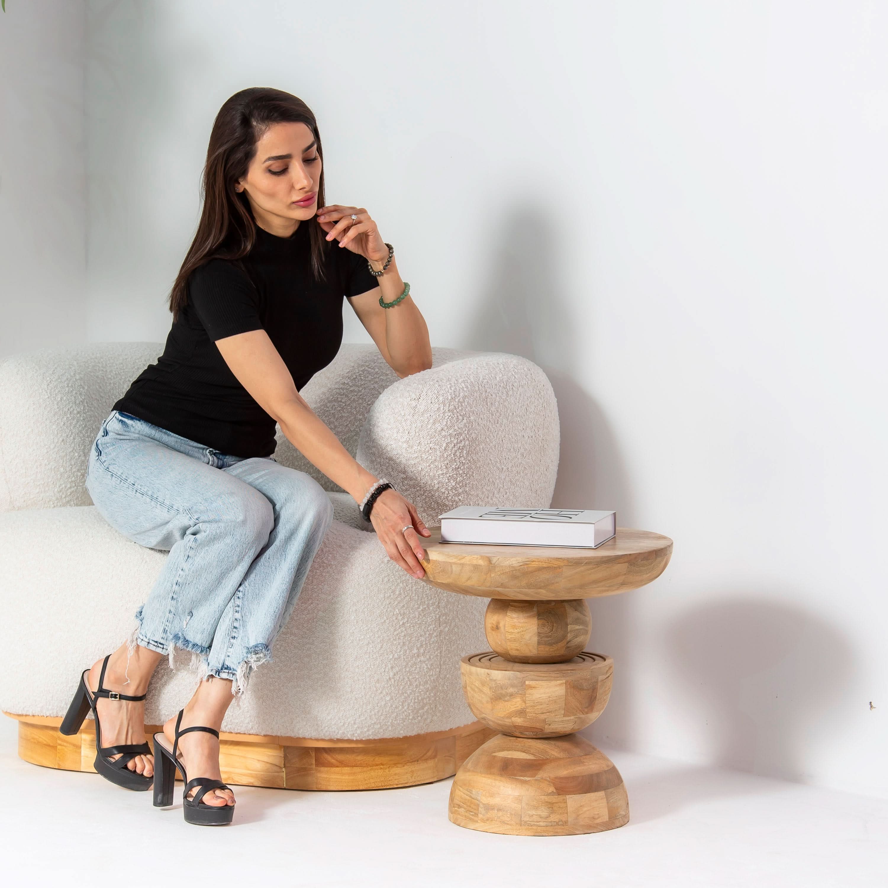 AUREVO WOODEN ROUND STOOL - Art and craft furniture