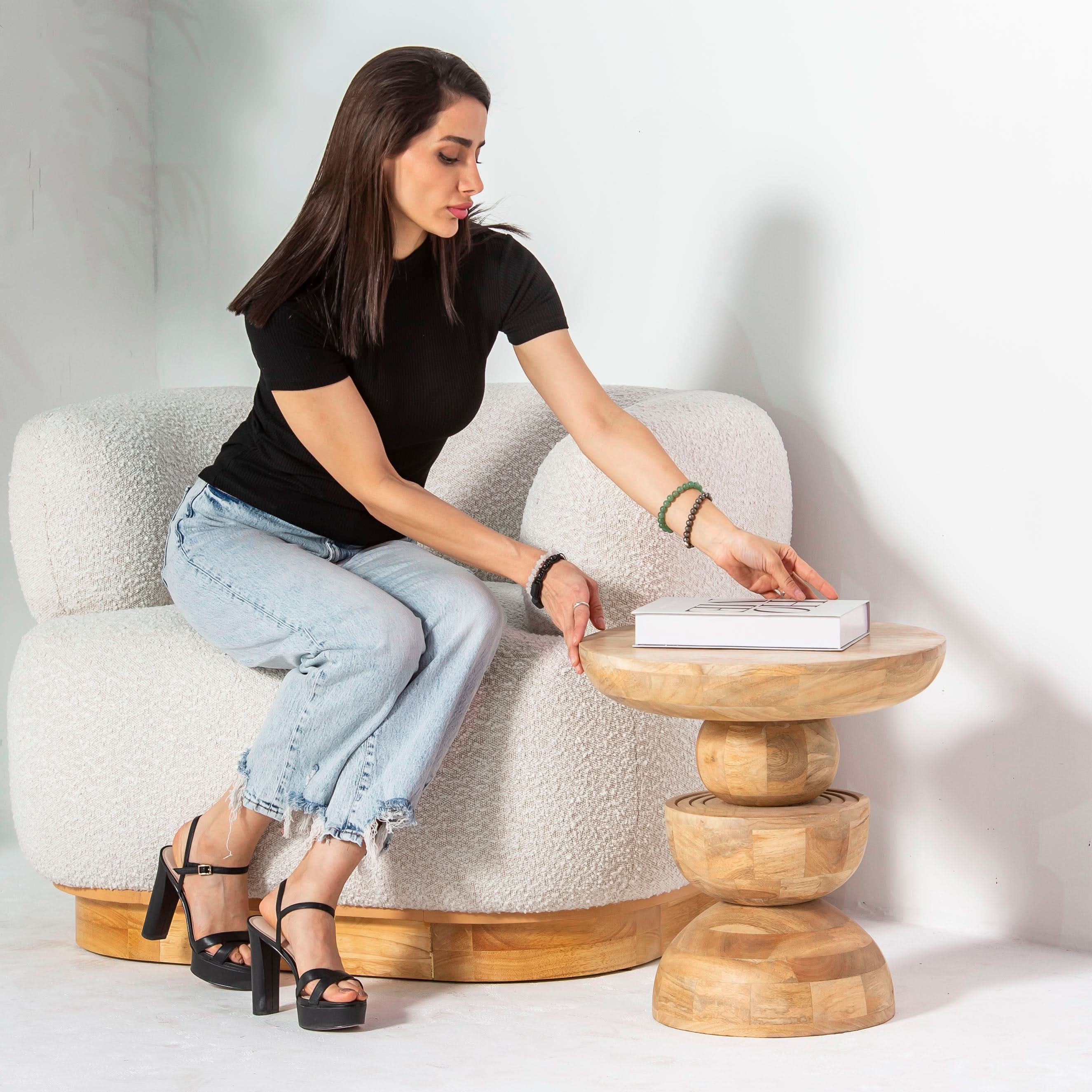 AUREVO WOODEN ROUND STOOL - Art and craft furniture