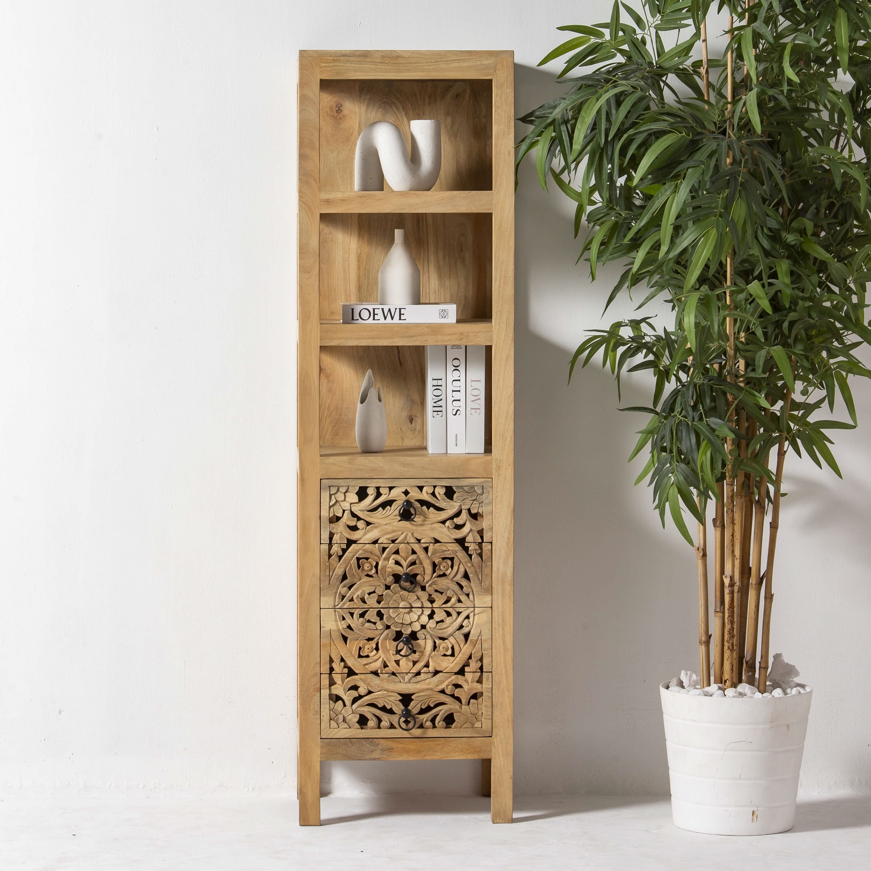 DABORA CARVING WOODEN BOOKSHELF - Art and craft furniture
