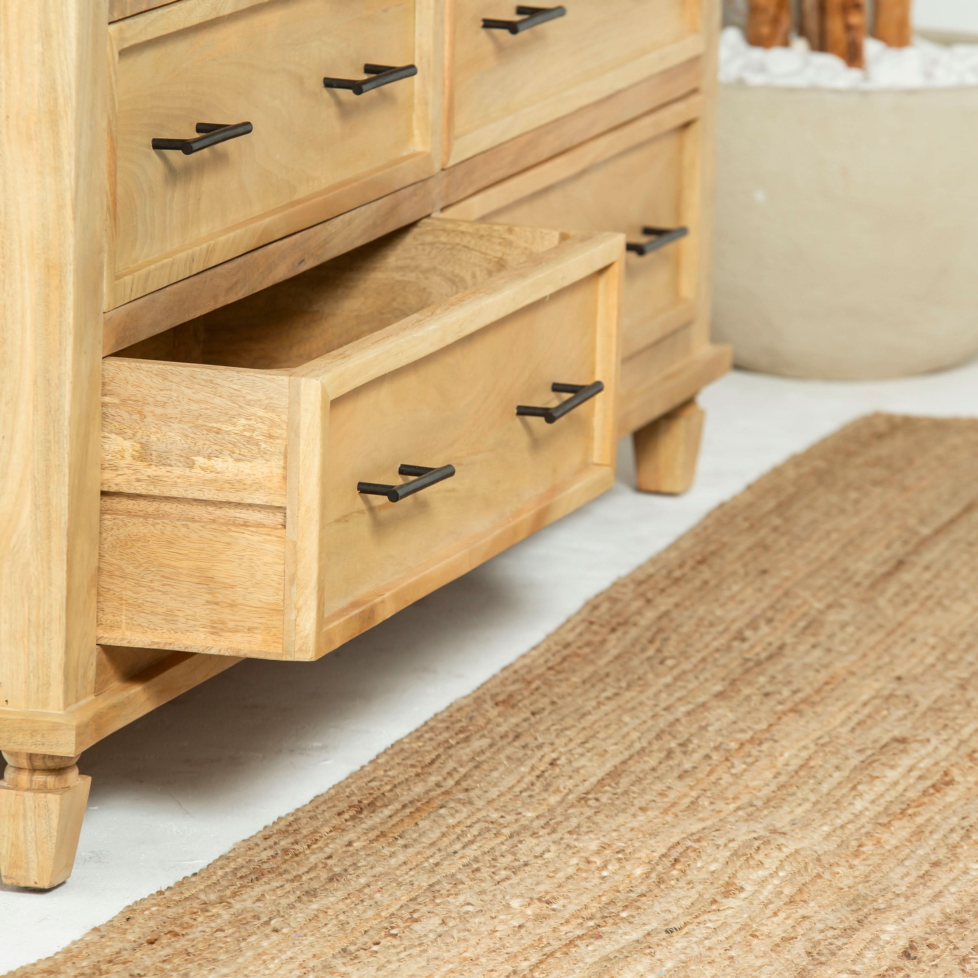 AUREVO EIGHT DRAWER PLAIN FINISH DRESSER - Art and craft furniture
