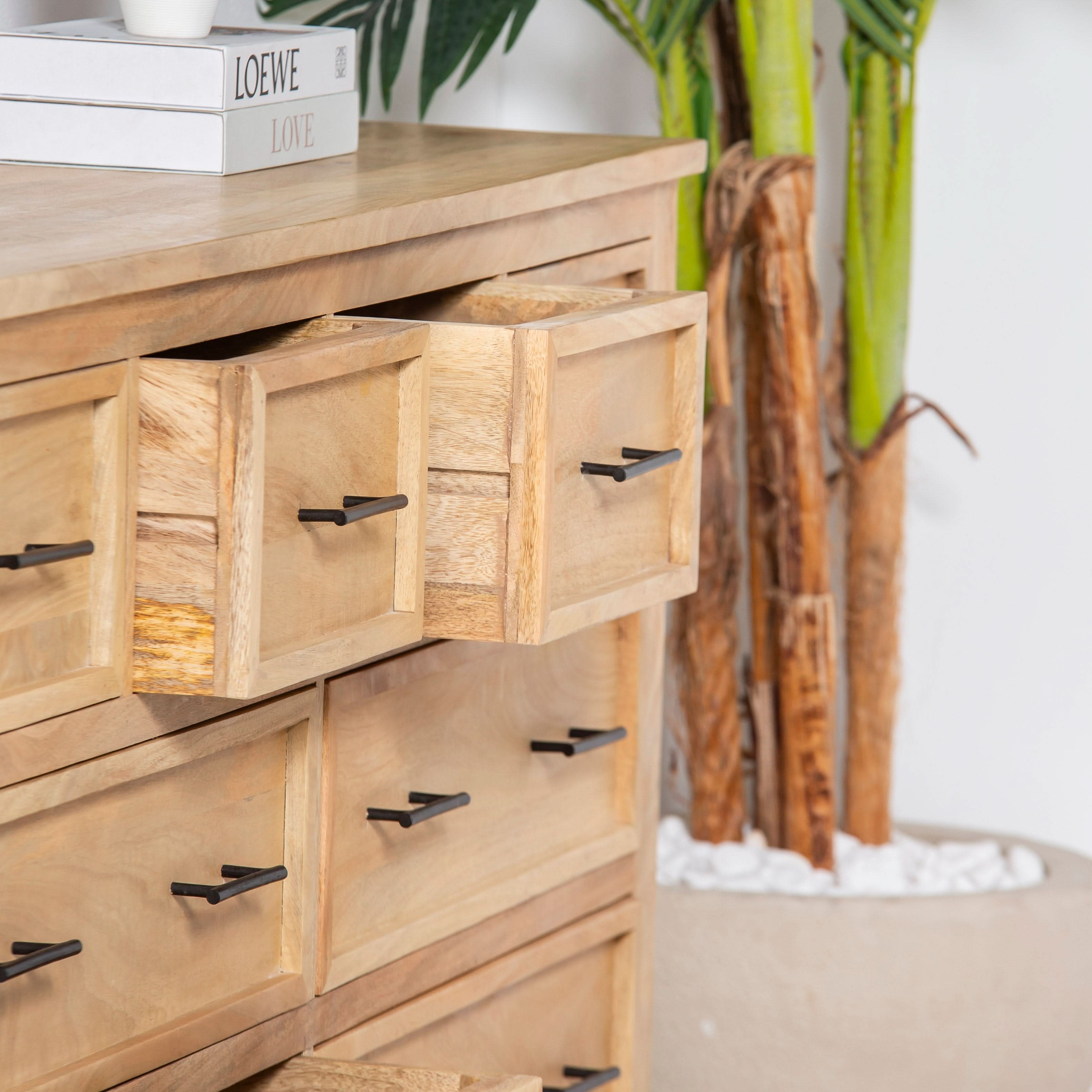 AUREVO EIGHT DRAWER PLAIN FINISH DRESSER - Art and craft furniture