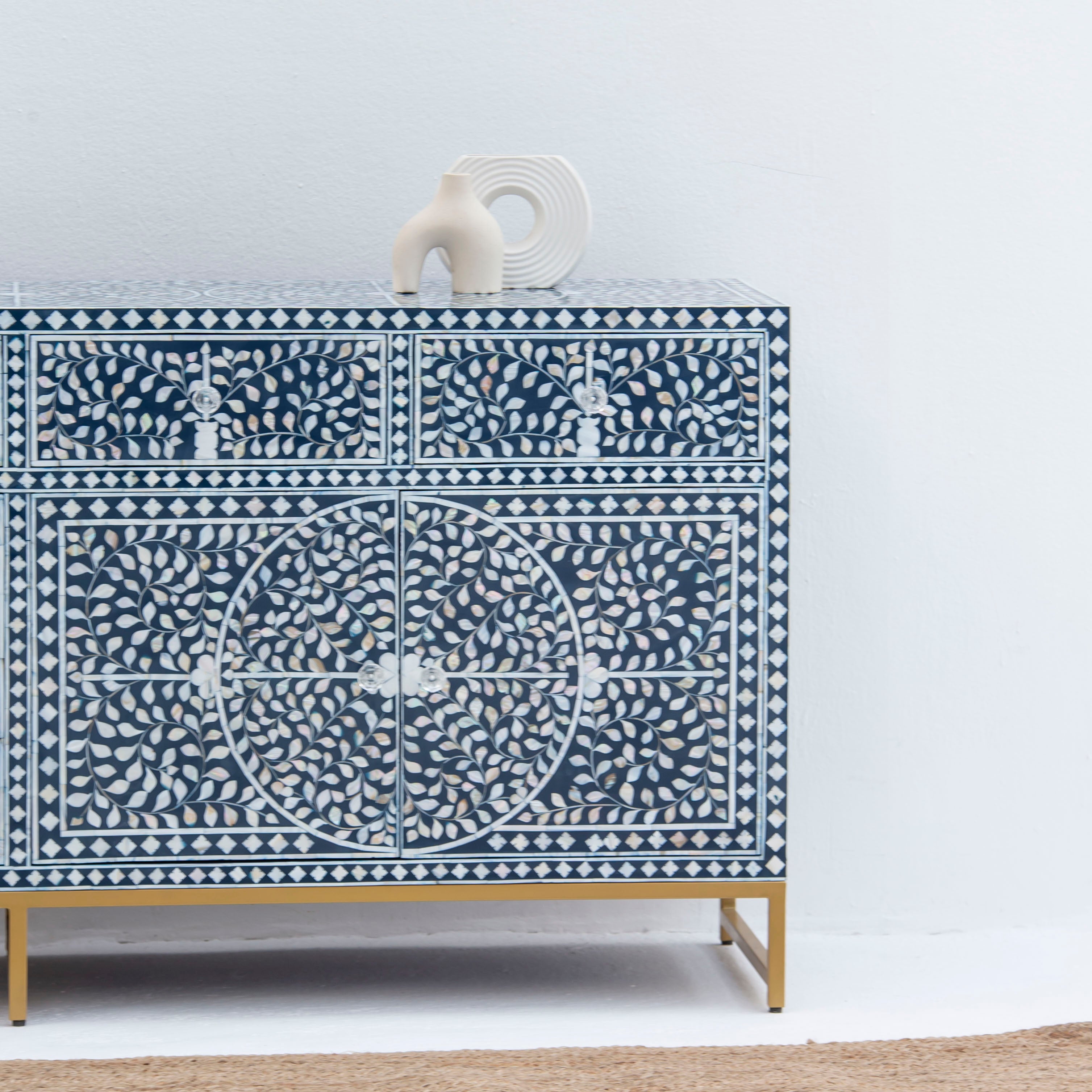 OCEANIC-BLUE MOTHER OF PEARL SIDEBOARD - Art and craft furniture