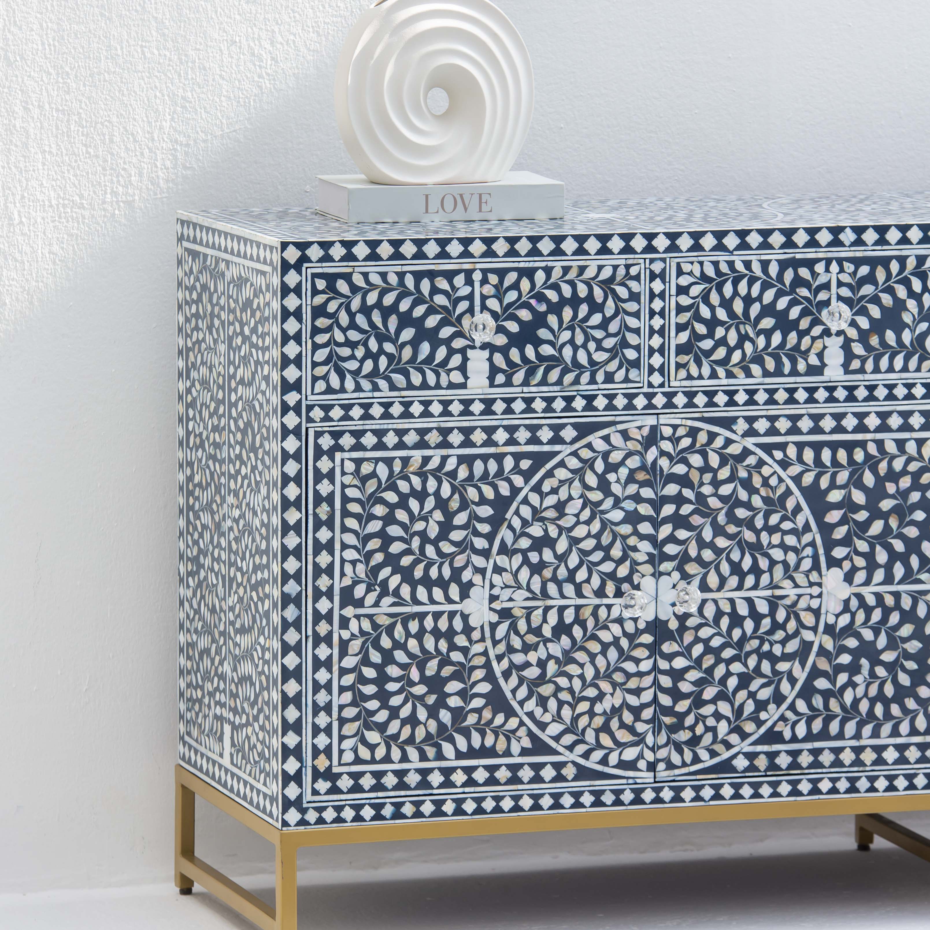 OCEANIC-BLUE MOTHER OF PEARL SIDEBOARD - Art and craft furniture