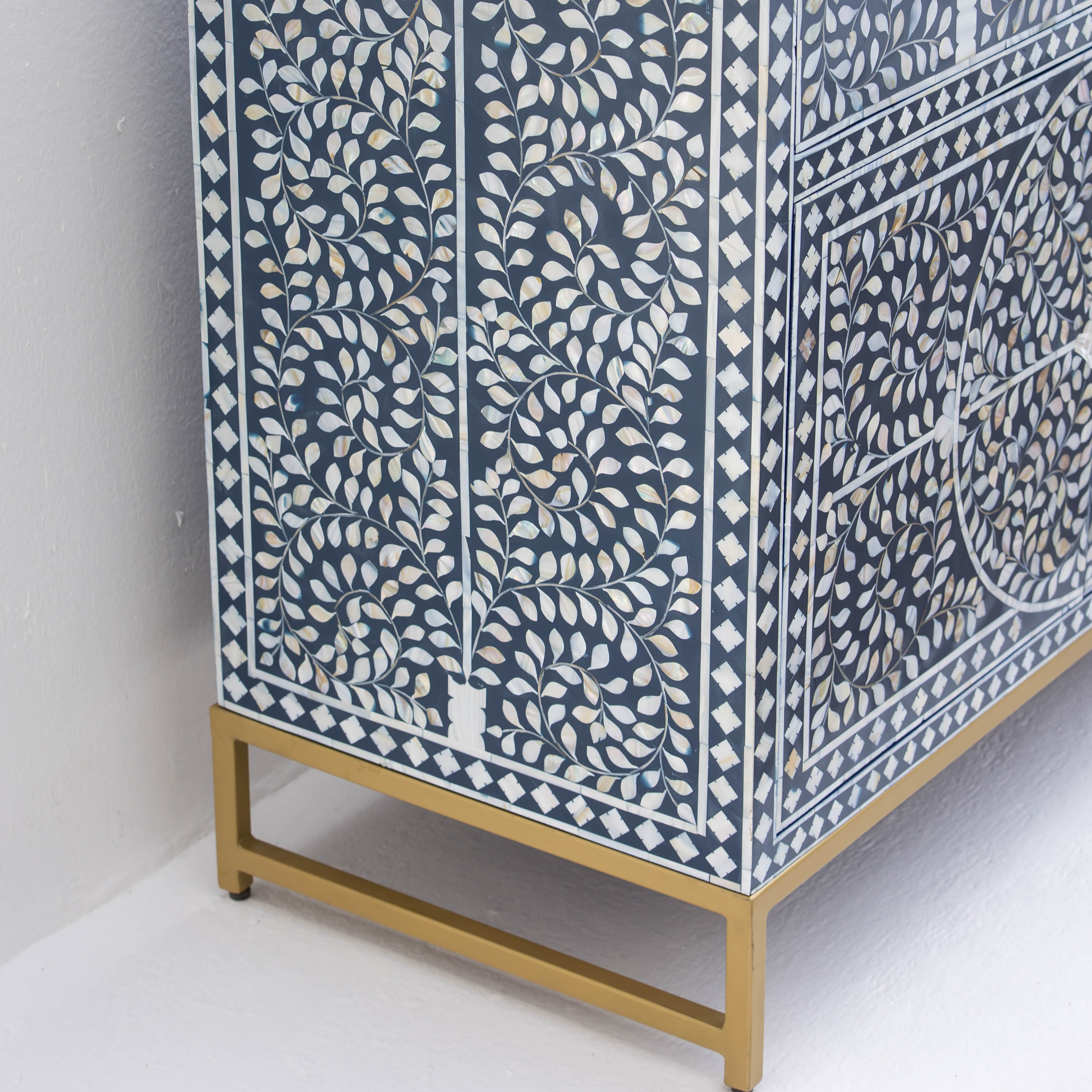 OCEANIC-BLUE MOTHER OF PEARL SIDEBOARD - Art and craft furniture