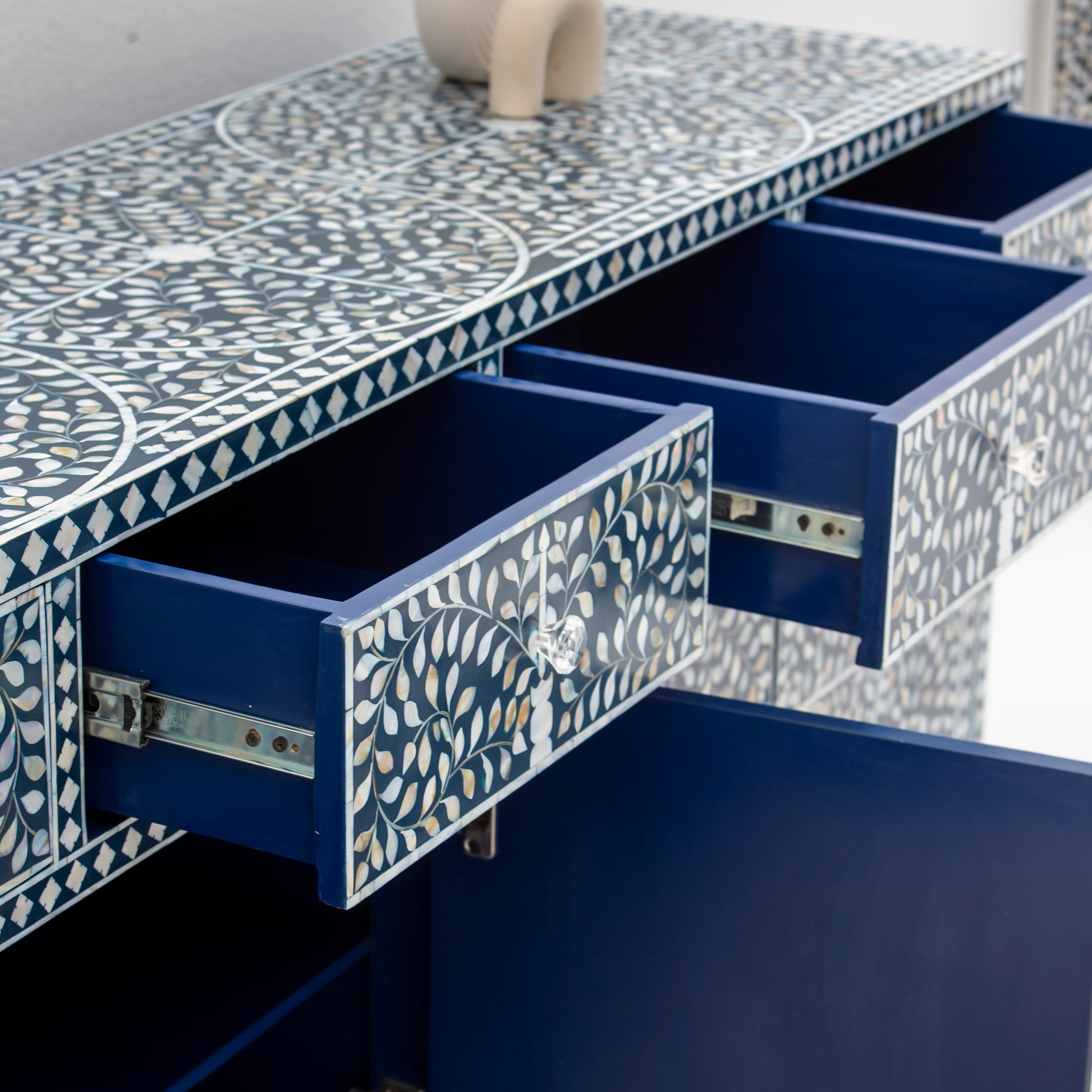 OCEANIC-BLUE MOTHER OF PEARL SIDEBOARD - Art and craft furniture