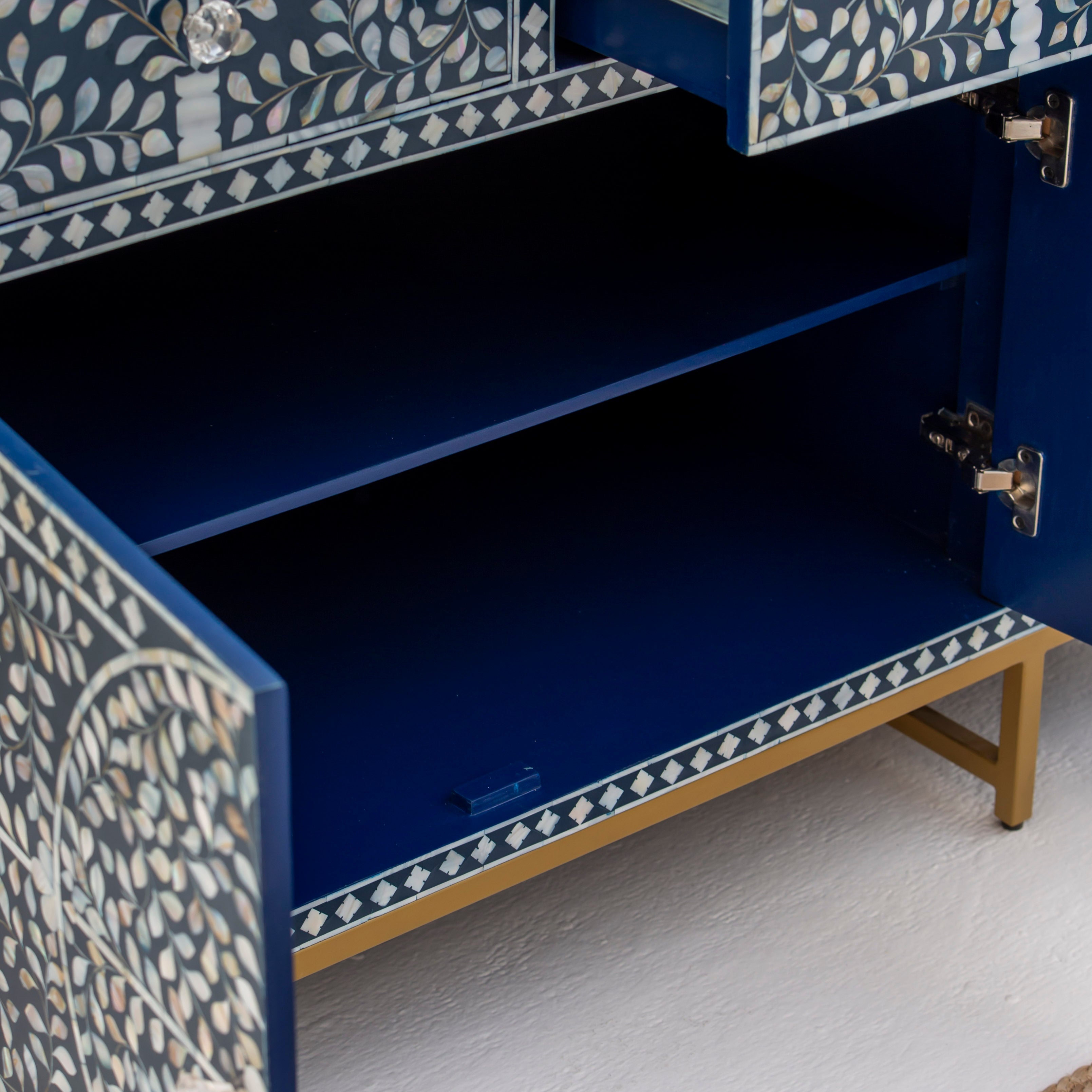 OCEANIC-BLUE MOTHER OF PEARL SIDEBOARD - Art and craft furniture