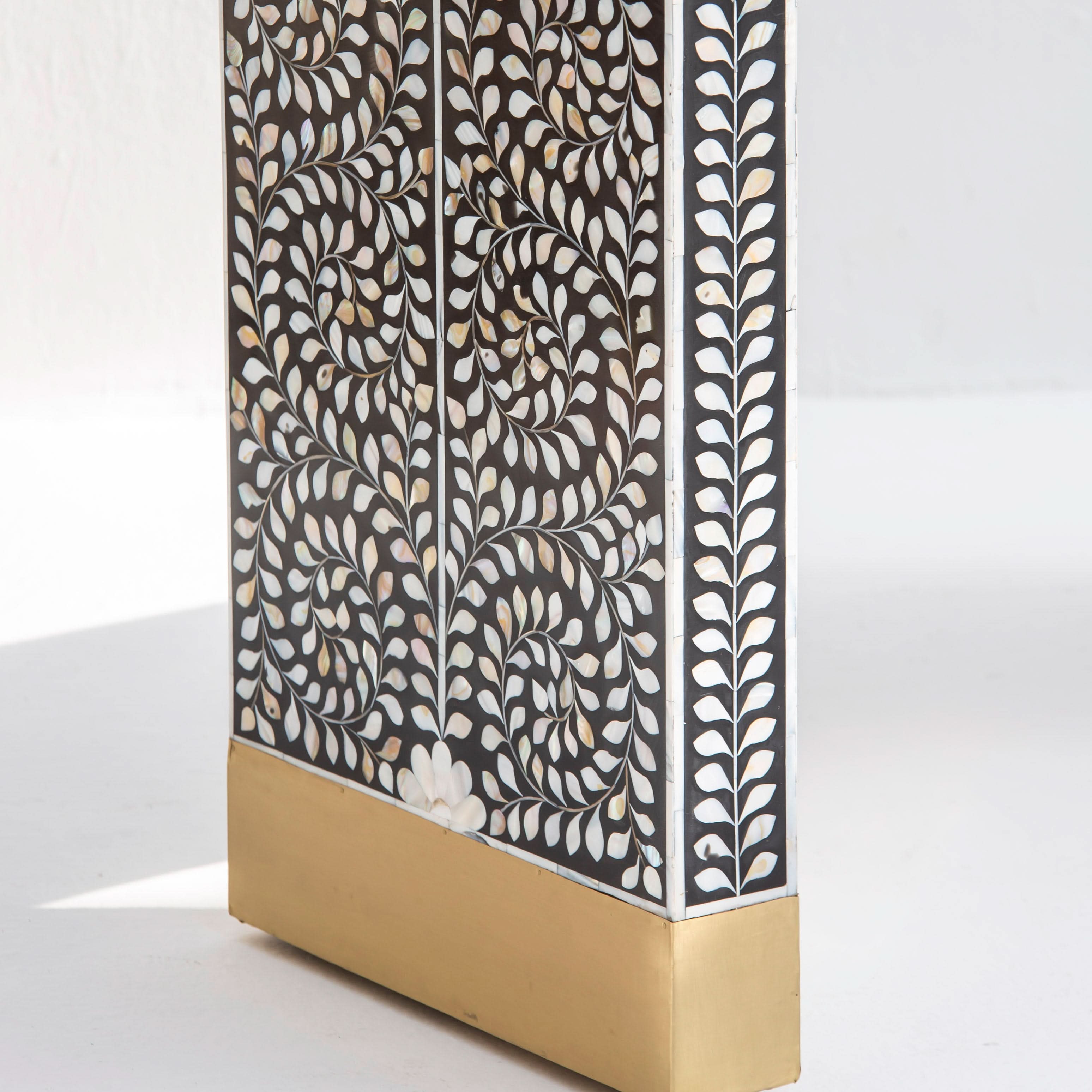 OCEAN-BLACK MOTHER OF PEARL U SHAPE CONSOLE TABLE - Art and craft furniture