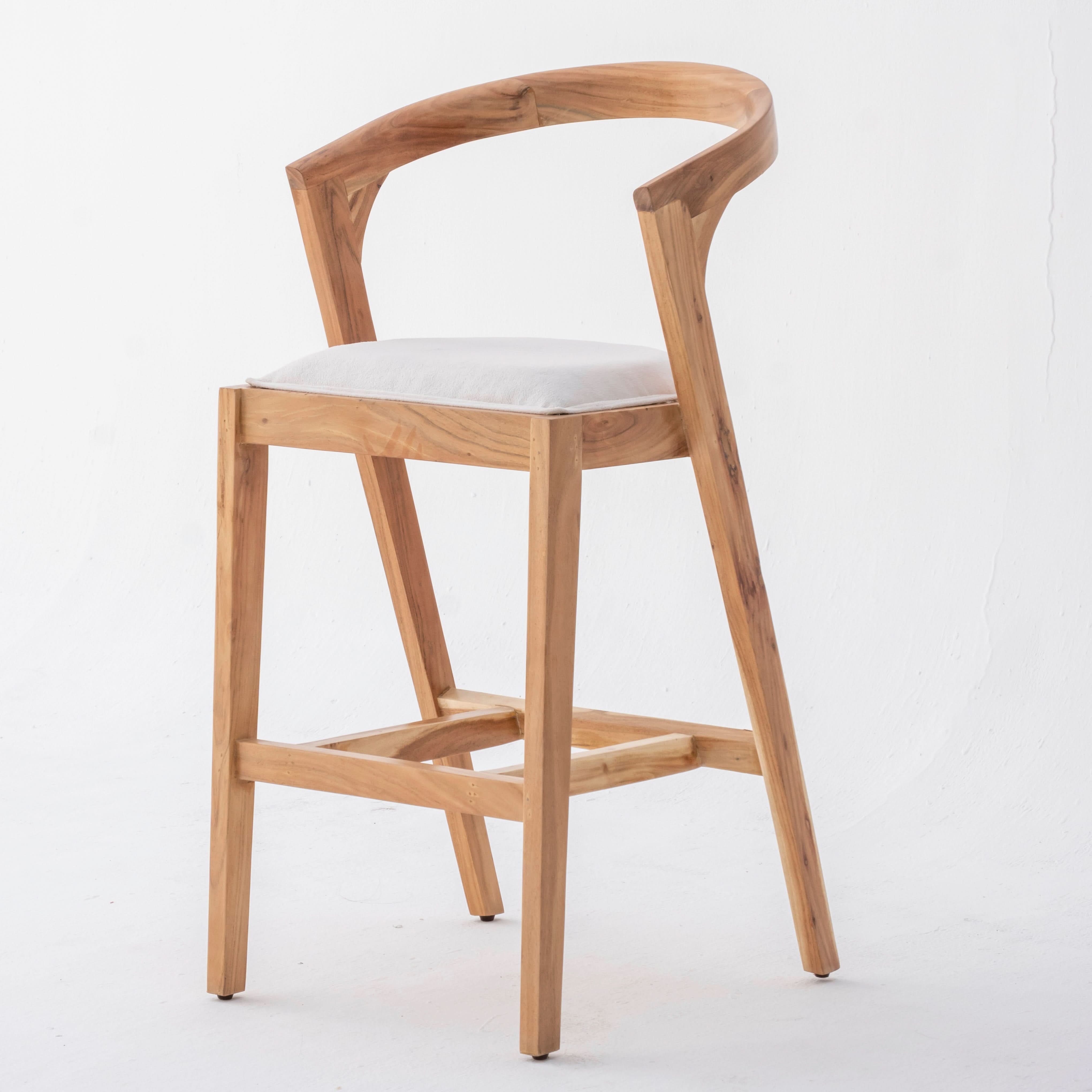 MINIMALIST ACACIA WOOD BAR CHAIR - Art and craft furniture