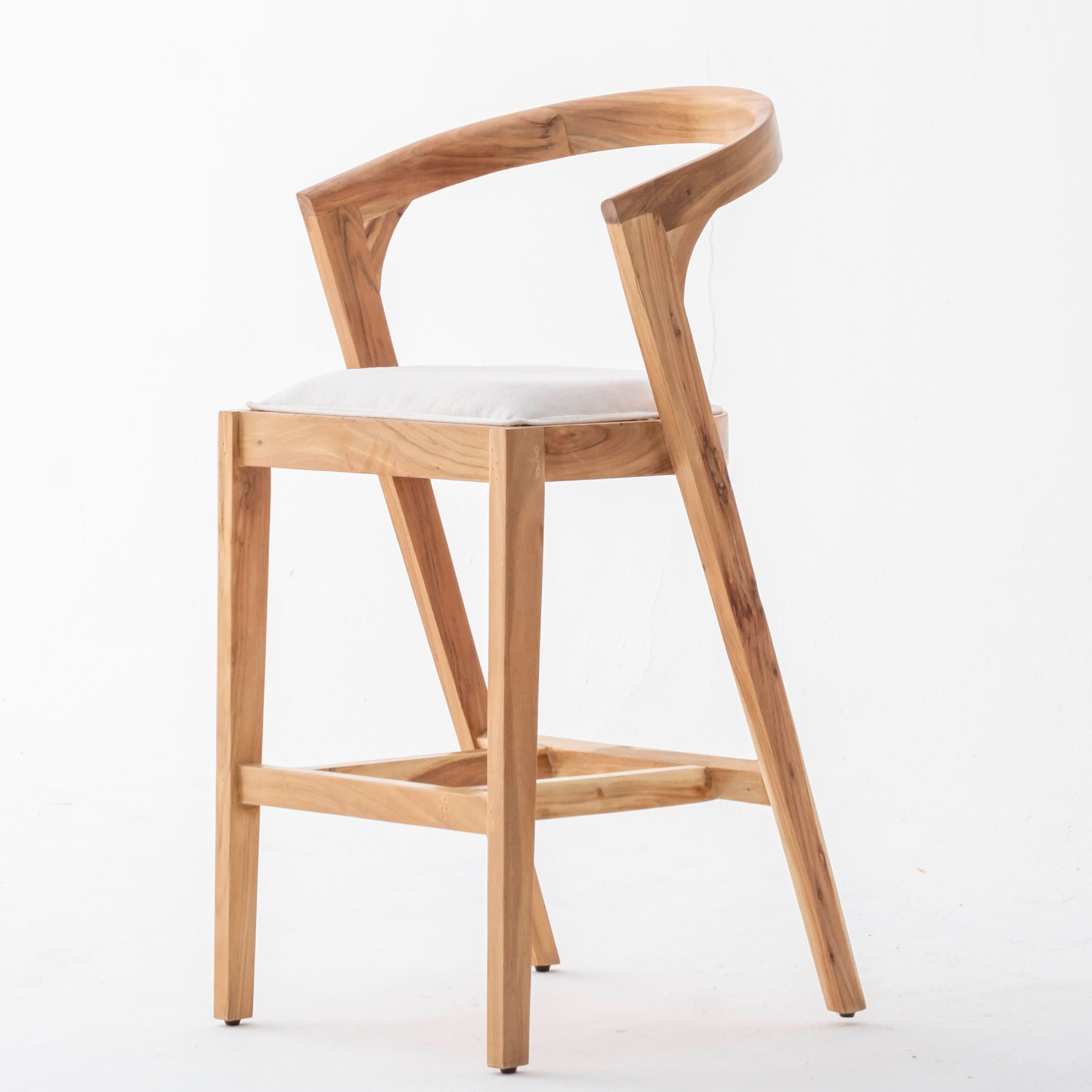 MINIMALIST ACACIA WOOD BAR CHAIR - Art and craft furniture