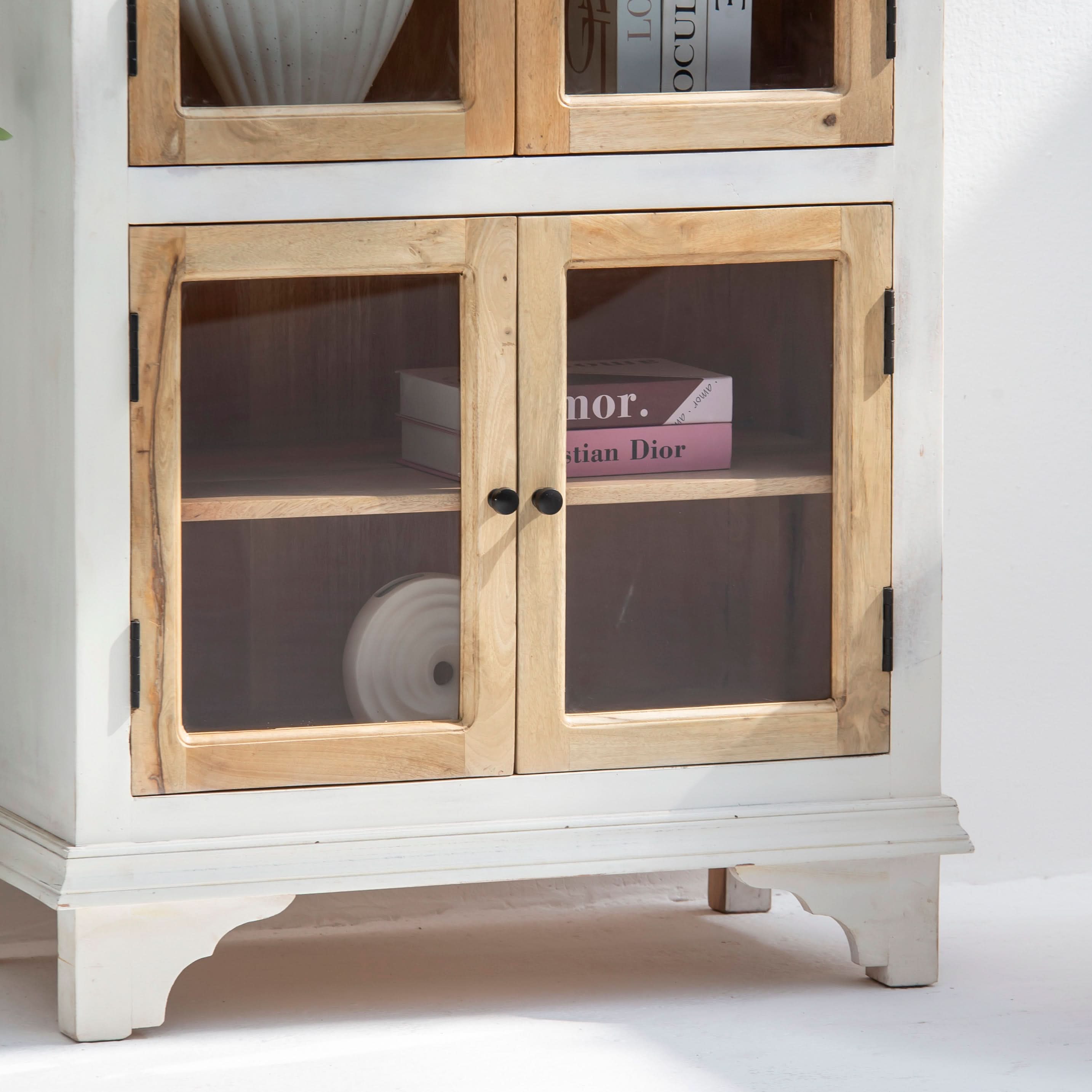 HAVELI WOODEN GLASS CARVING CABINET - Art and craft furniture