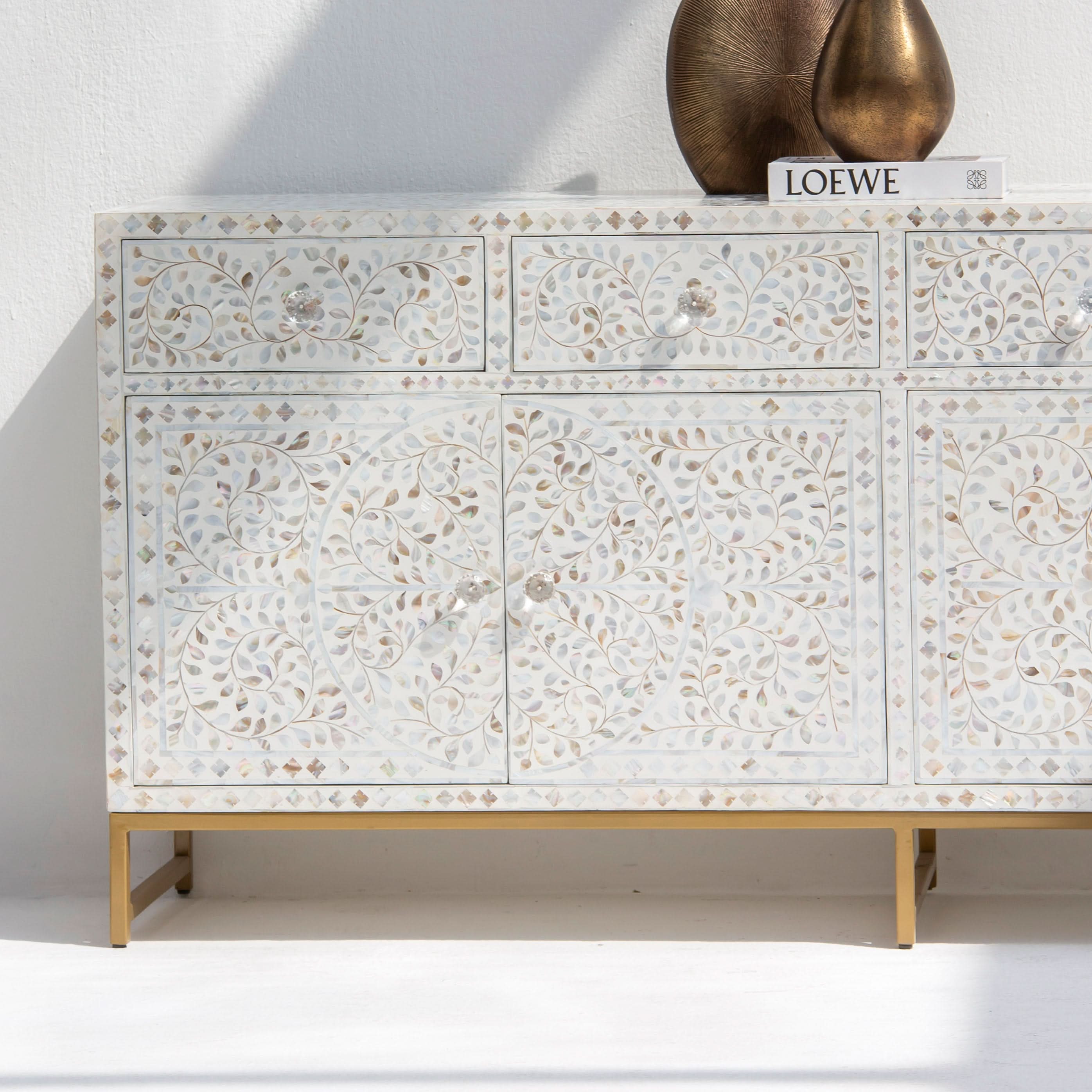 OCEAN-WHITE MOTHER OF PEARL SIDEBOARD - Art and craft furniture