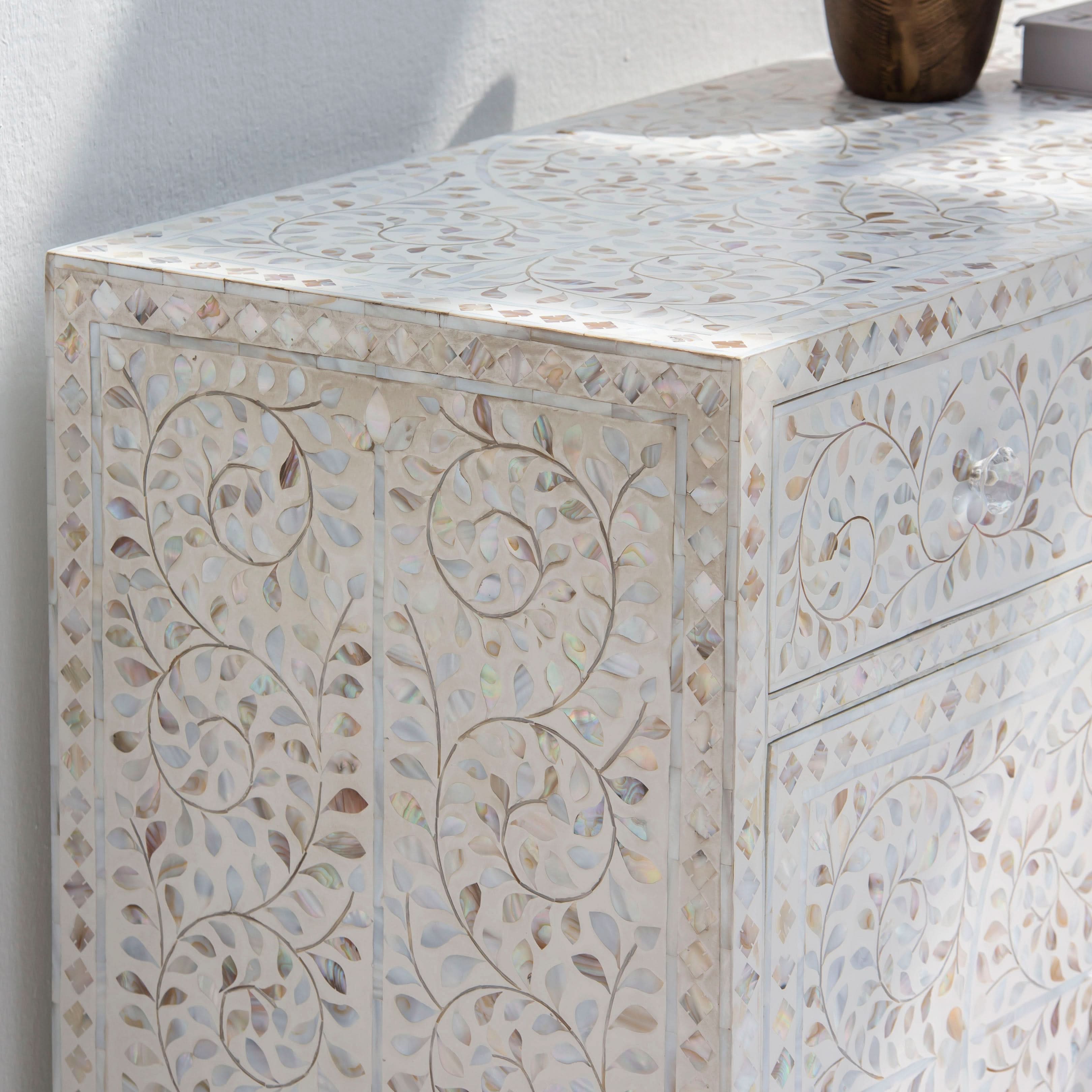 OCEAN-WHITE MOTHER OF PEARL SIDEBOARD - Art and craft furniture