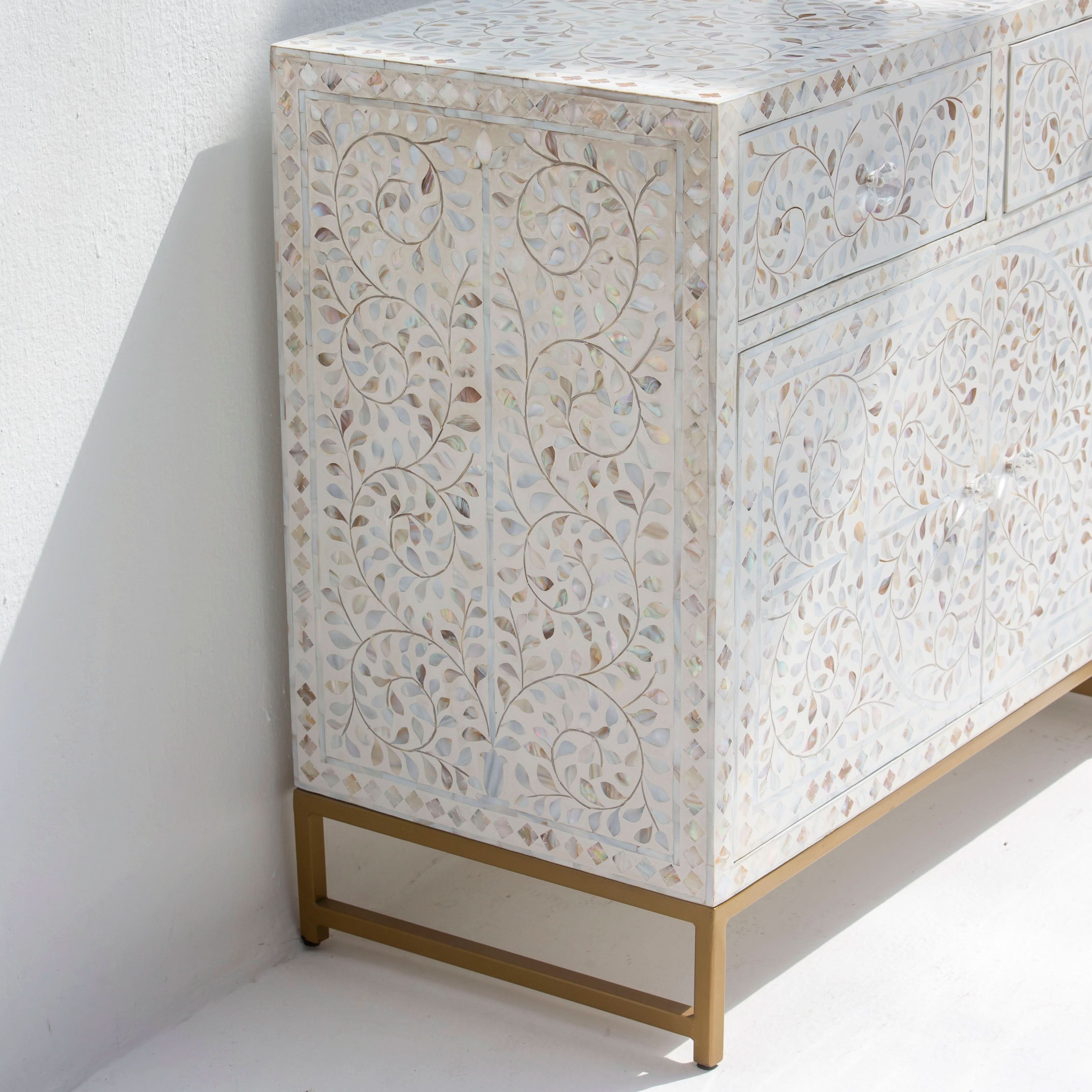 OCEAN-WHITE MOTHER OF PEARL SIDEBOARD - Art and craft furniture