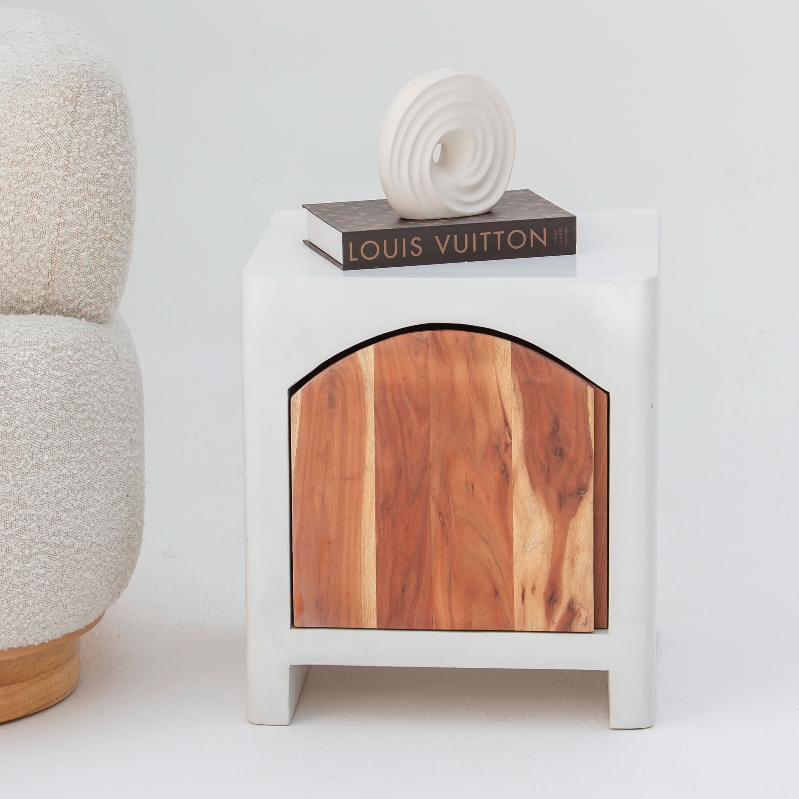 NATURA CURVE WOODEN NIGHTSTAND TABLE - Art and craft furniture