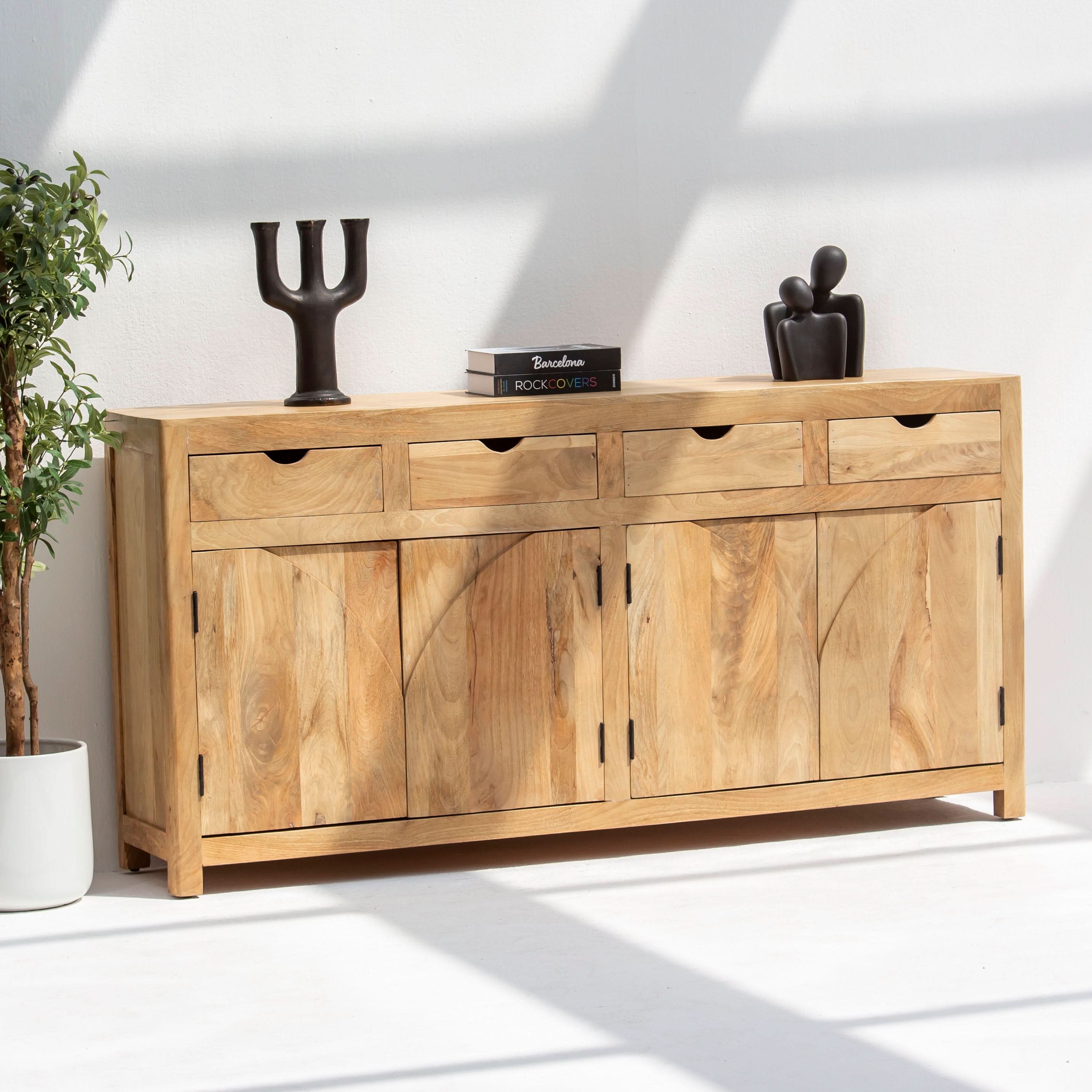 AUREVO WOODEN FOUR DOOR SIDEBOARD - Art and craft furniture