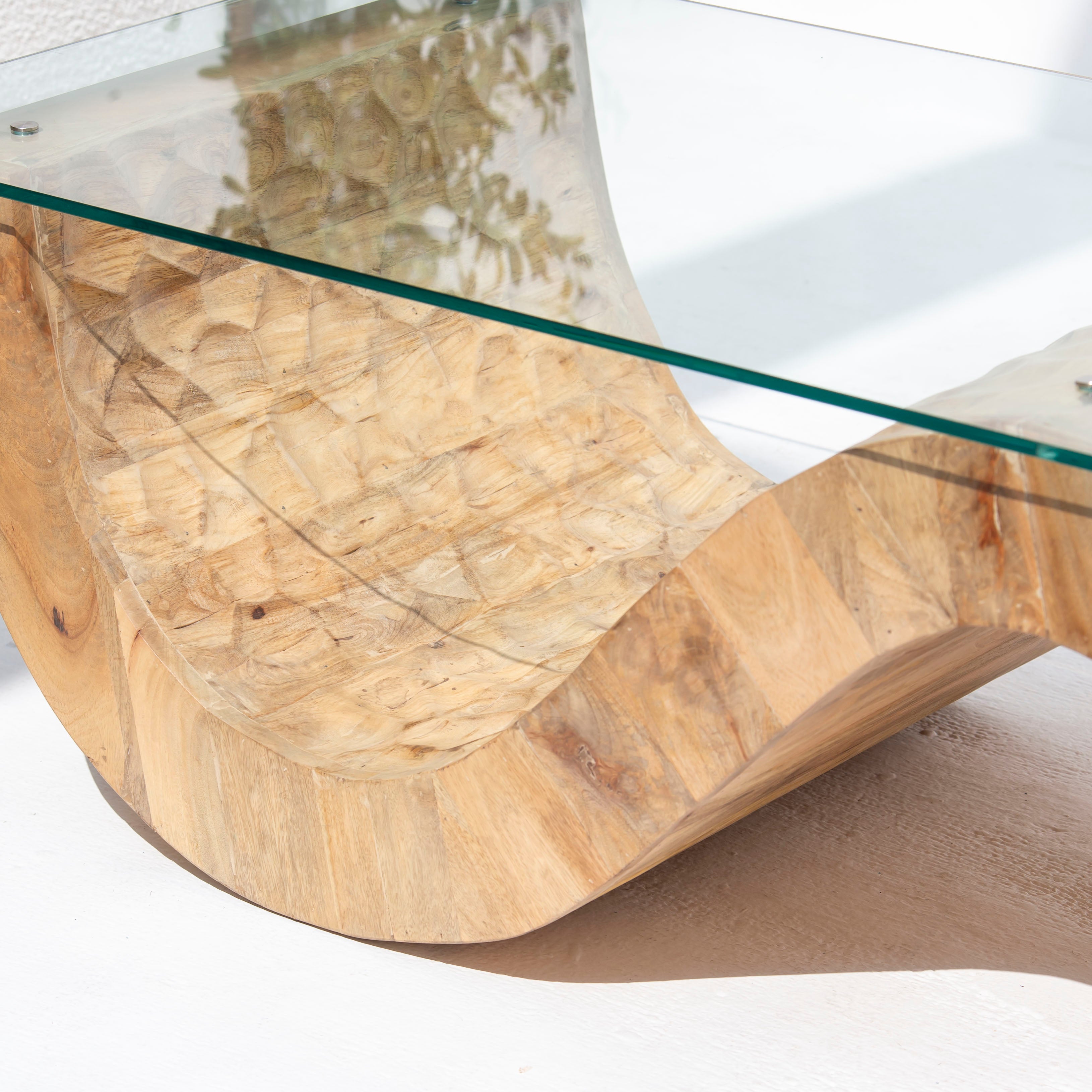 AUREVO GLASS TOP COFFEE TABLE - Art and craft furniture