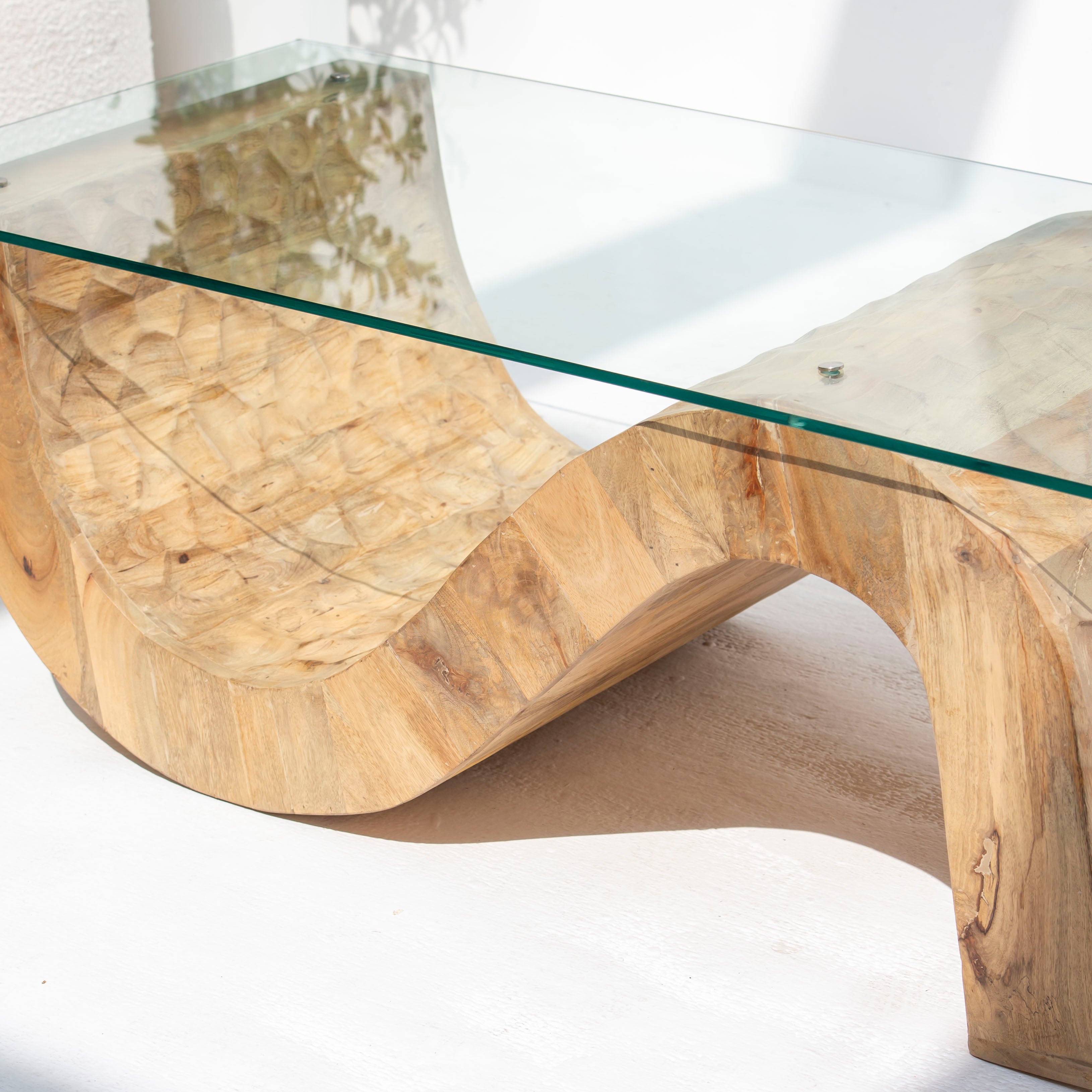 AUREVO GLASS TOP COFFEE TABLE - Art and craft furniture